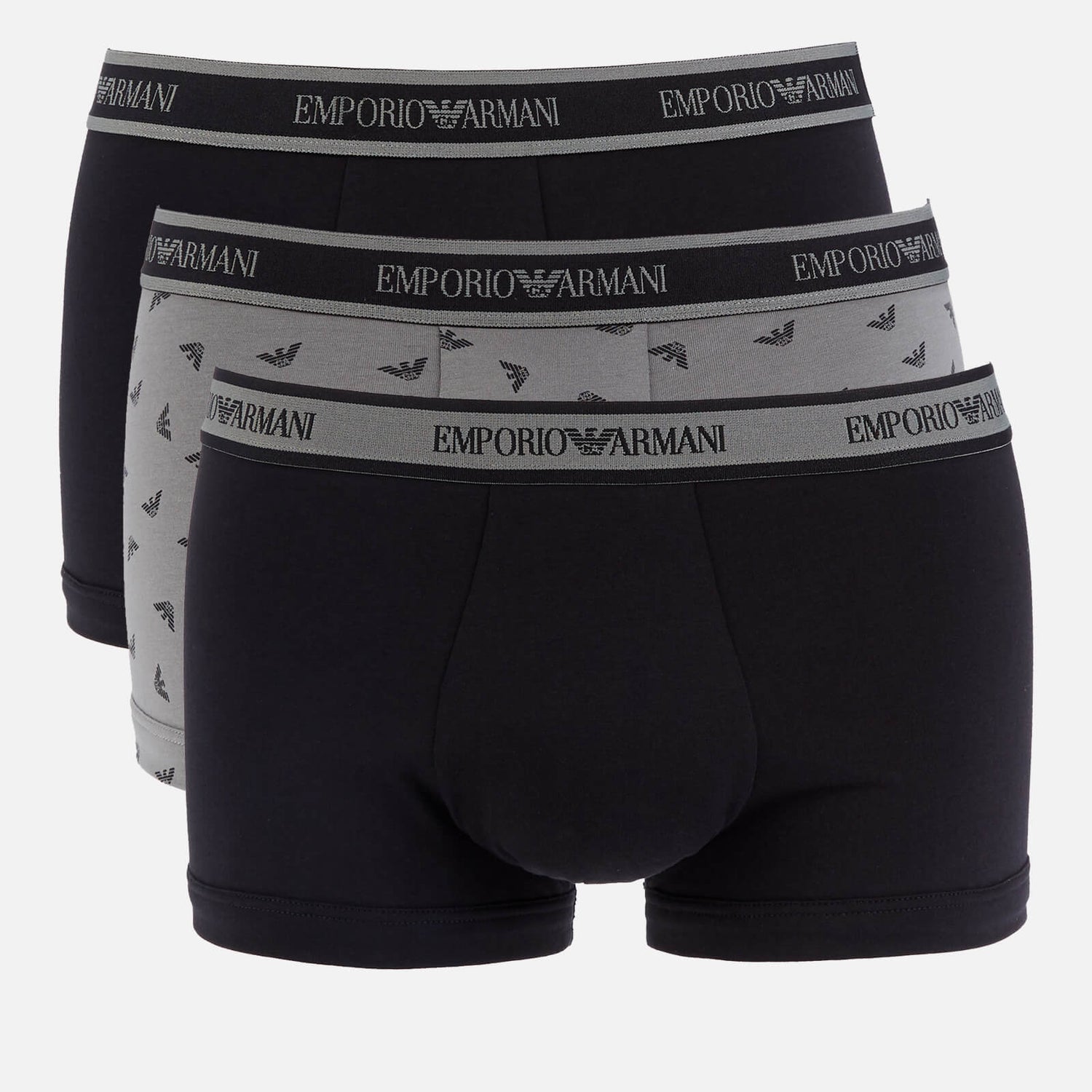 Emporio Armani Underwear Men's 3-Pack Core Logoband Trunks - Black/Printed Beaver