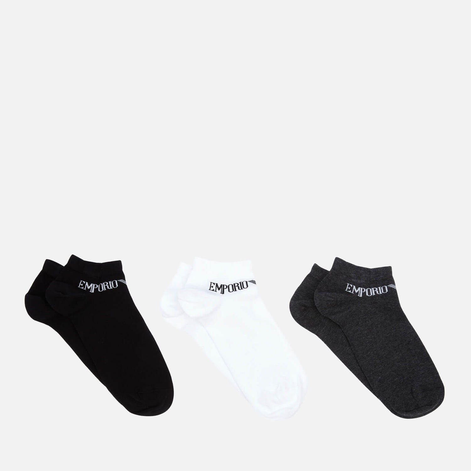 Emporio Armani Men's 3-Pack In Shoe Socks - Black/White/Grey