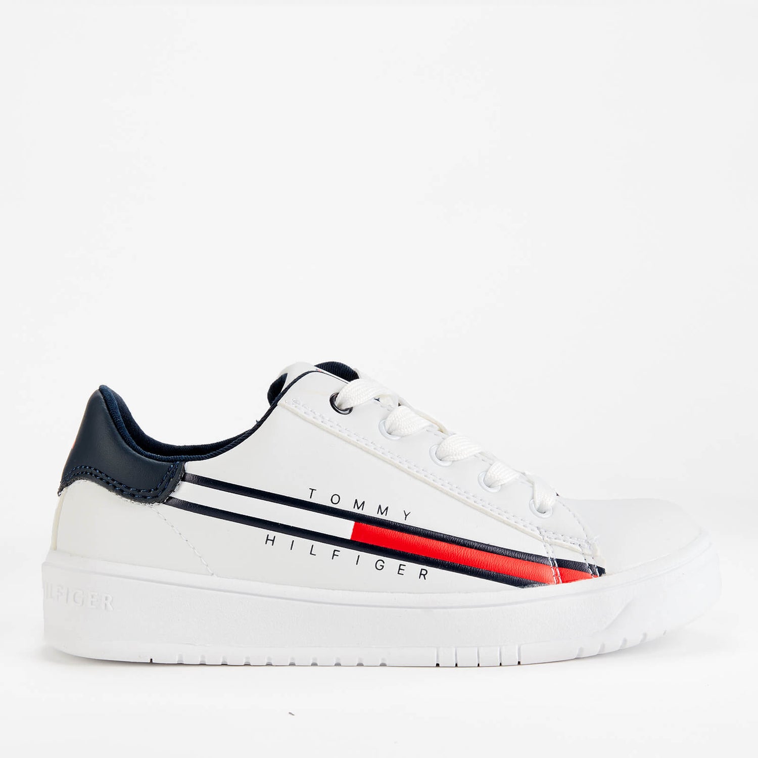 Tommy Hilfiger Boys' Low Cut Lace-Up Sneaker White/Blue