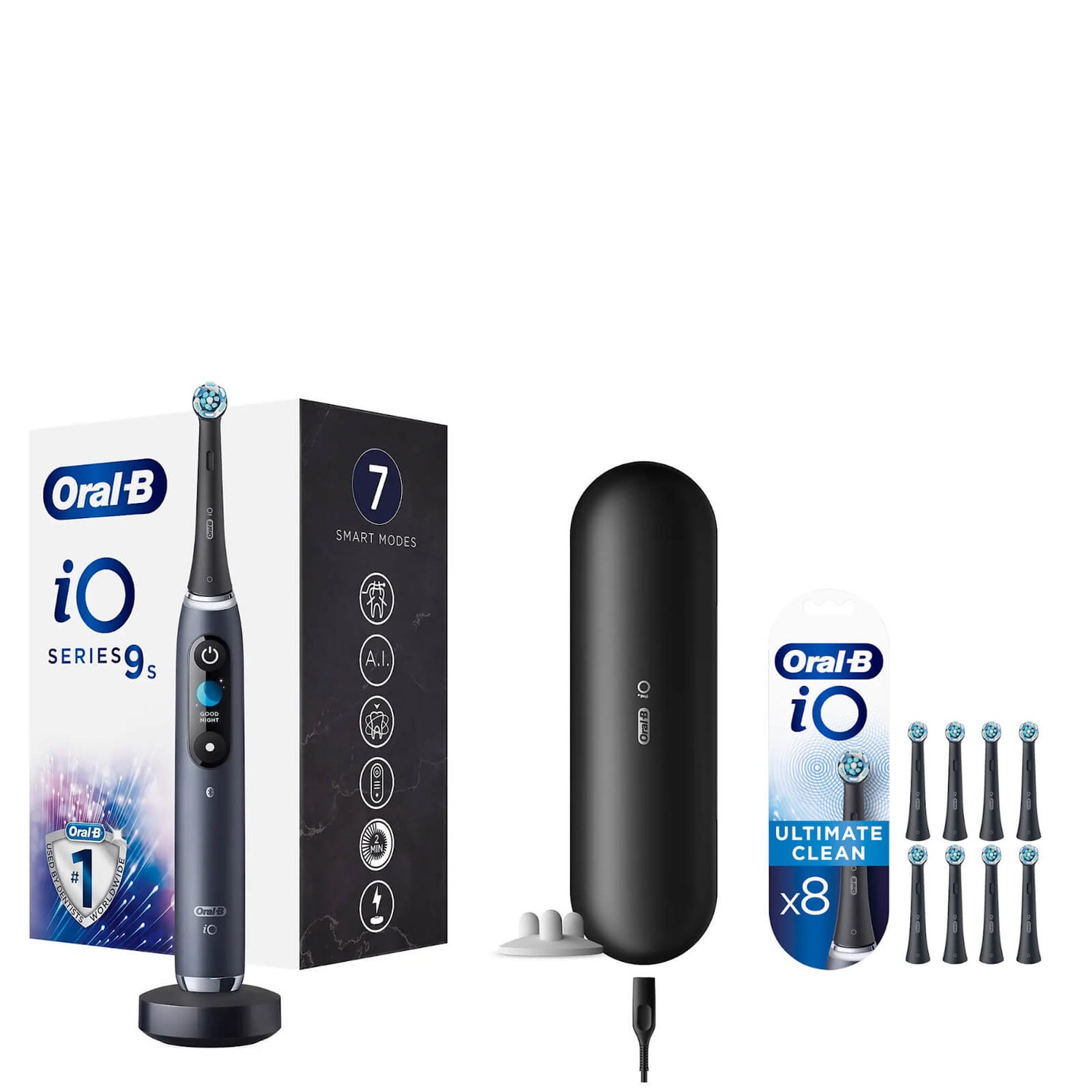 Oral-B iO9s Elektrische Tandenborstel Zwart + 8 Opzetborstels