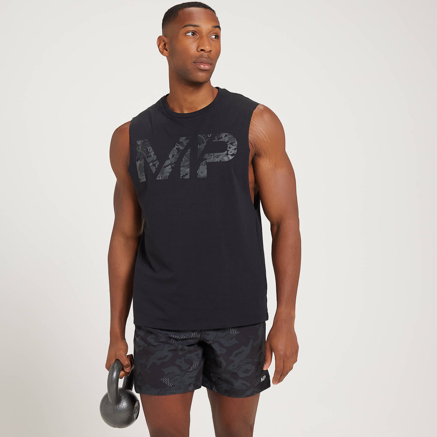 Camiseta sin mangas Adapt Drirelease con estampado de camuflaje para hombre de MP - Negro - XS