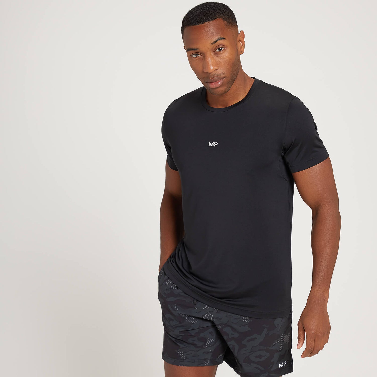 T-shirt à manches courtes et imprimé camouflage MP Adapt pour hommes – Noir - XXS