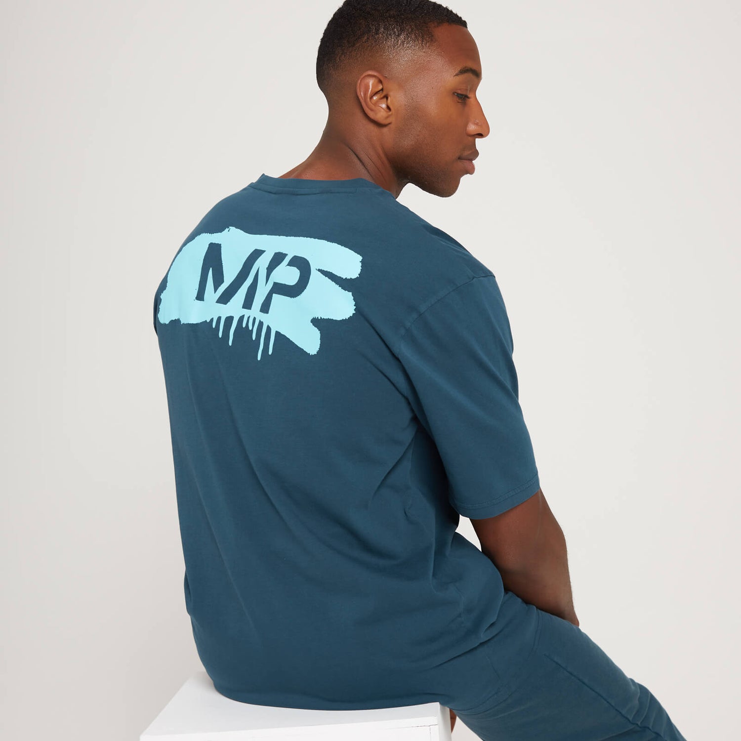Camiseta extragrande de manga corta Adapt de efecto lavado para hombre de MP - Azul empolvado - XXS