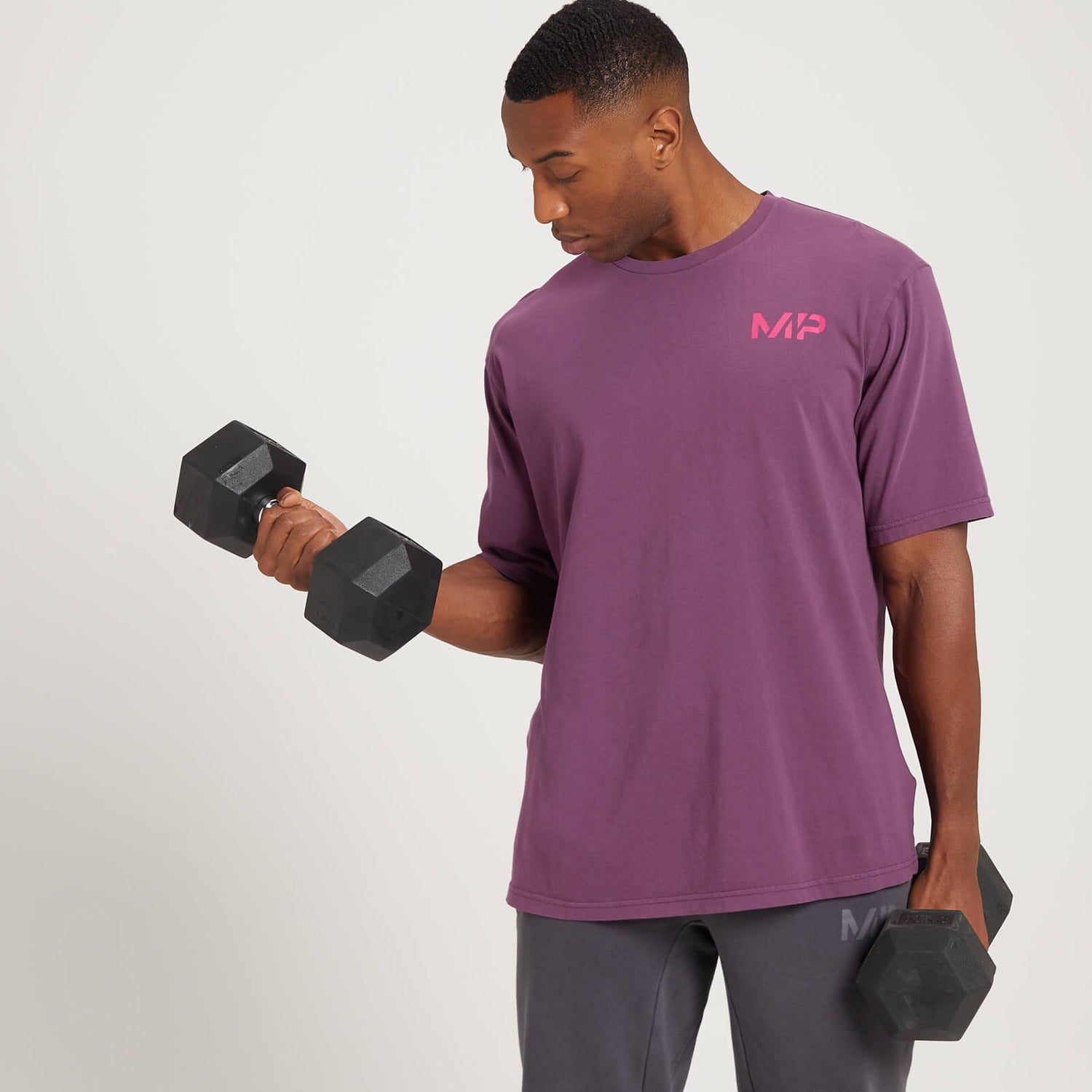 Мужская футболка оверсайз MP Adapt с короткими рукавами и состаренной окраской, темно-фиолетовая - S
