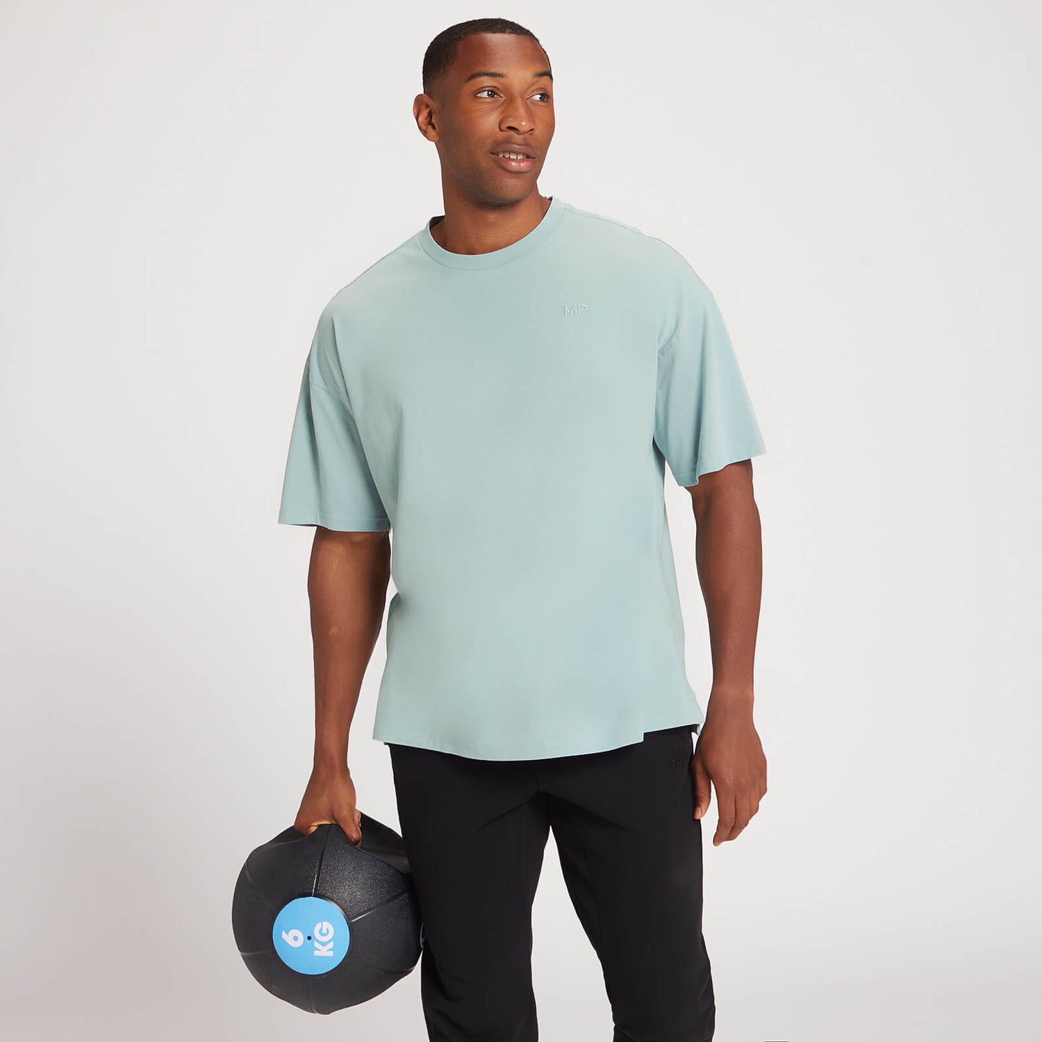 Męski T-shirt oversize z krótkim rękawem z kolekcji MP Dynamic Training – Ice Blue - XXS
