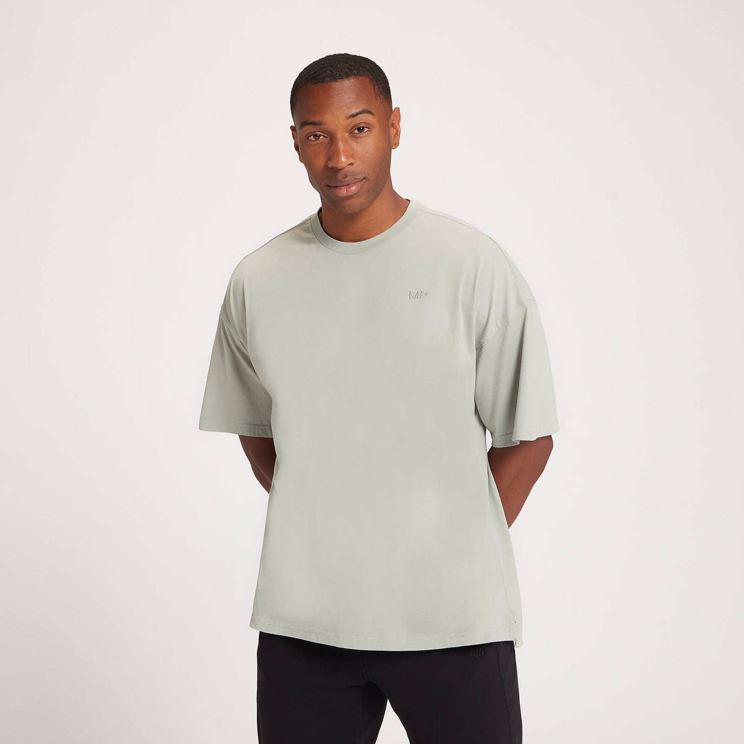 Мужская футболка оверсайз с коротким рукавом для динамических тренировок — Цвет: Серый - XS