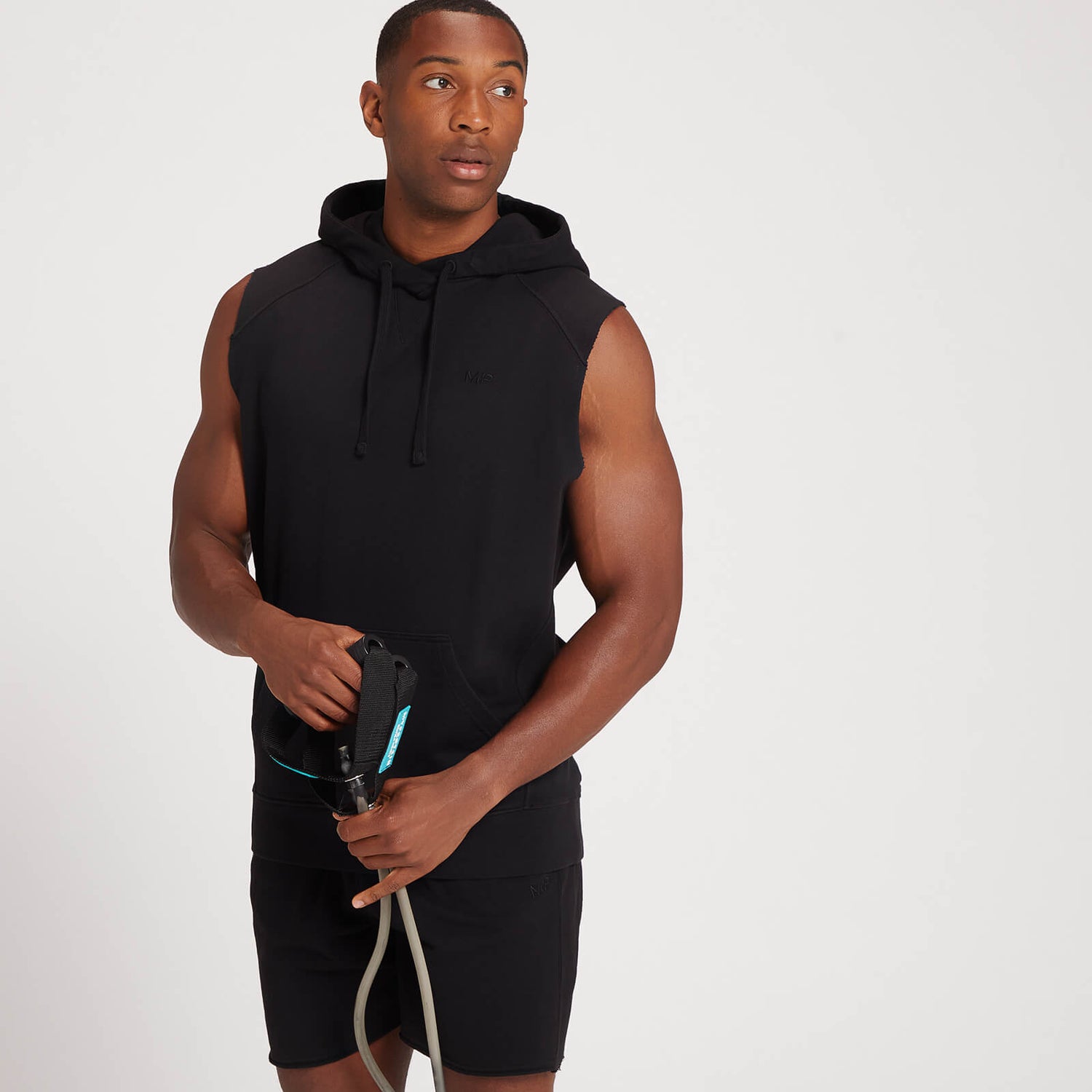 Męska bluza z kapturem bez rękawów z kolekcji MP Dynamic Training – Washed Black - XXS