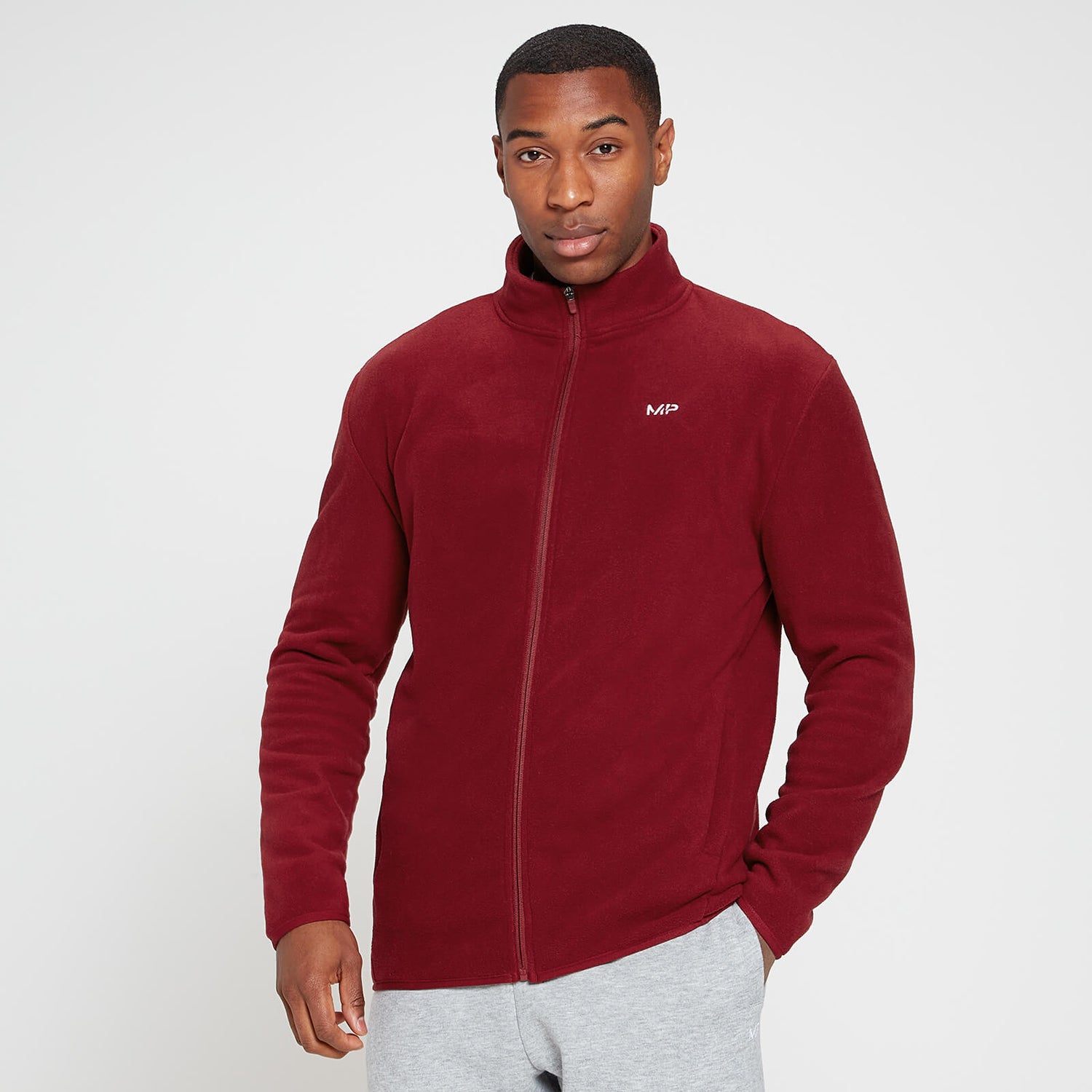 MP Men's Rest Day Zip Up Fleece - muška dukserica od flisa, sa rajsferšlusom - bordo - XXS