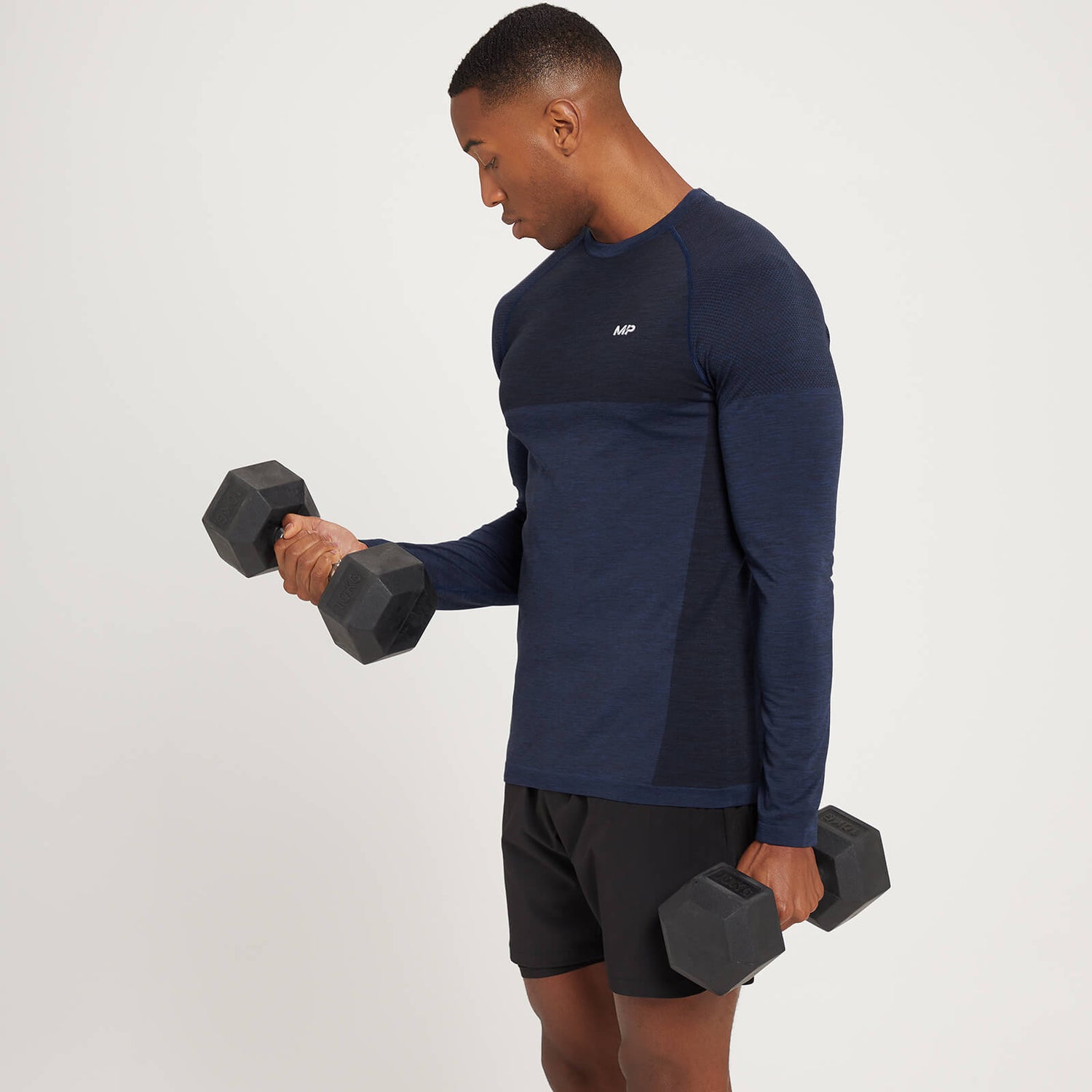 MP Men's Seamless Long Sleeve Top - Deep Blue Marl