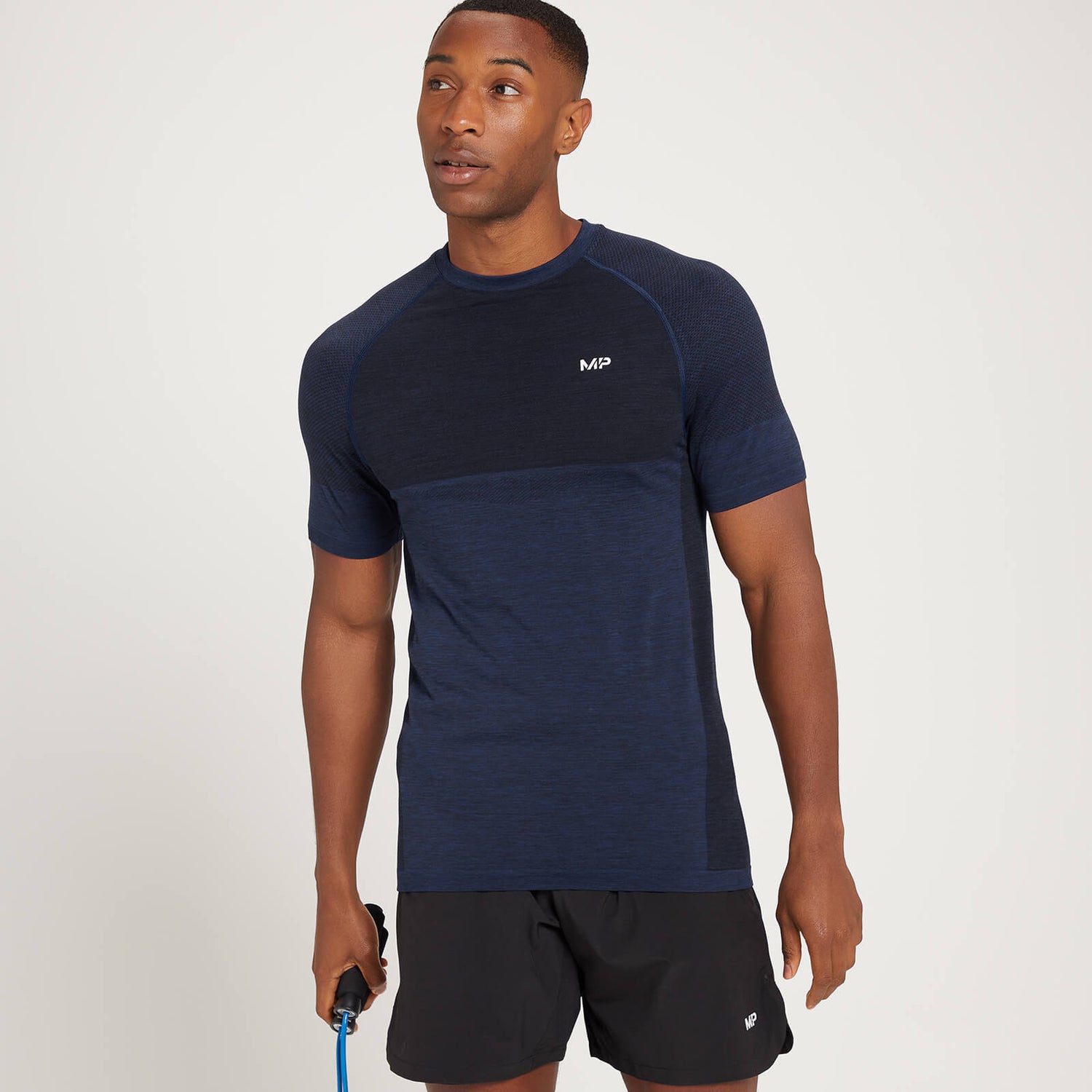T-shirt sans coutures à manches courtes MP Essentials pour hommes – Bleu foncé chiné - XS