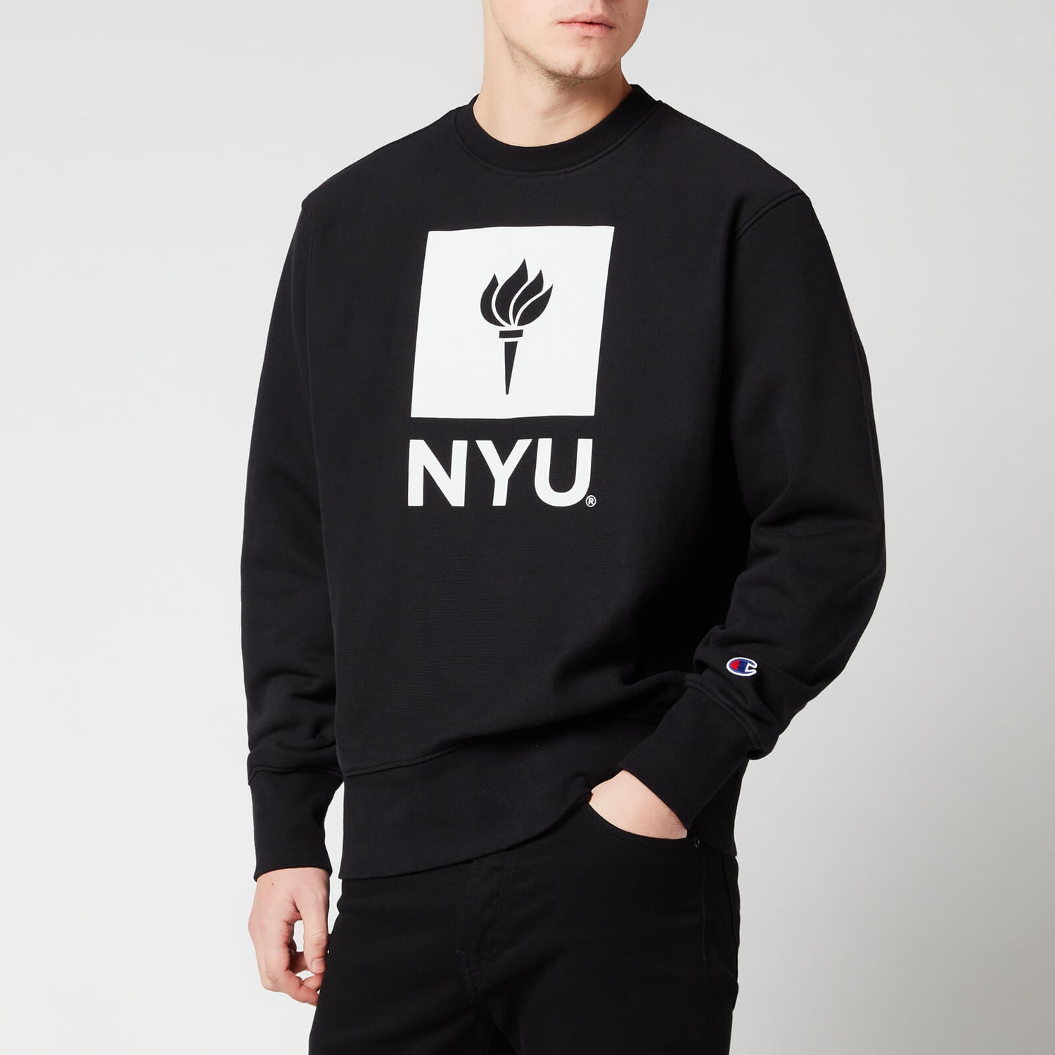 Champion Men's Nyu Crewneck Sweatshirt - Black