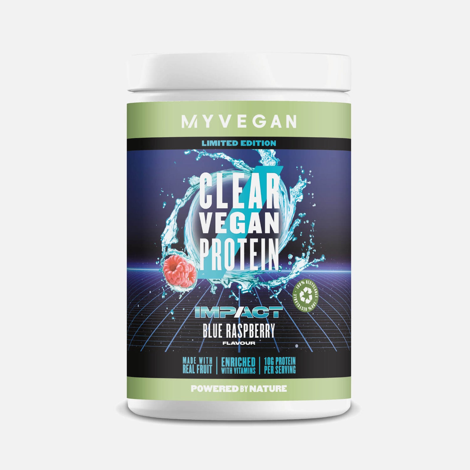 Skaidrūs veganiški baltymai – Mėlynos avietės