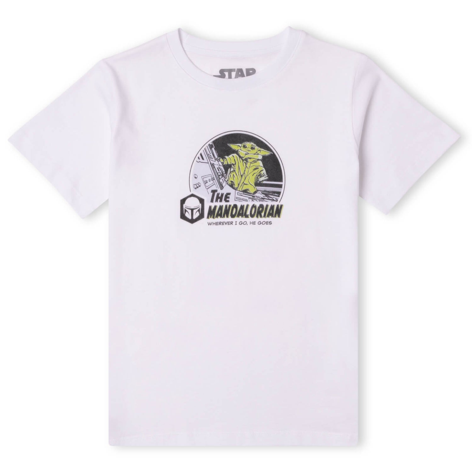 Camiseta The Mandalorian Wherever I Go, He Goes para niño de Star Wars - Blanco