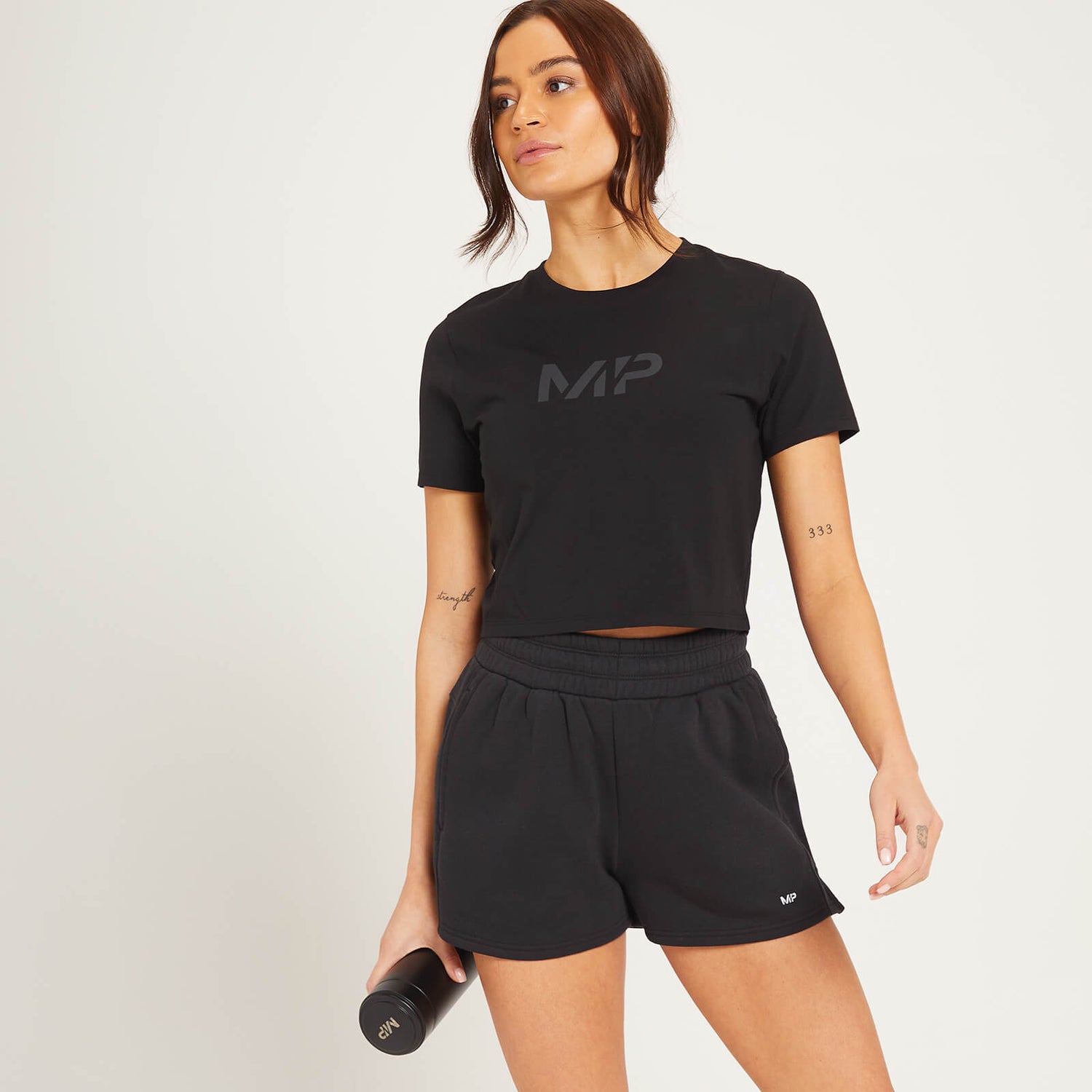 MP Adapt rövid ujjú női Crop trikó - Fekete - XXS