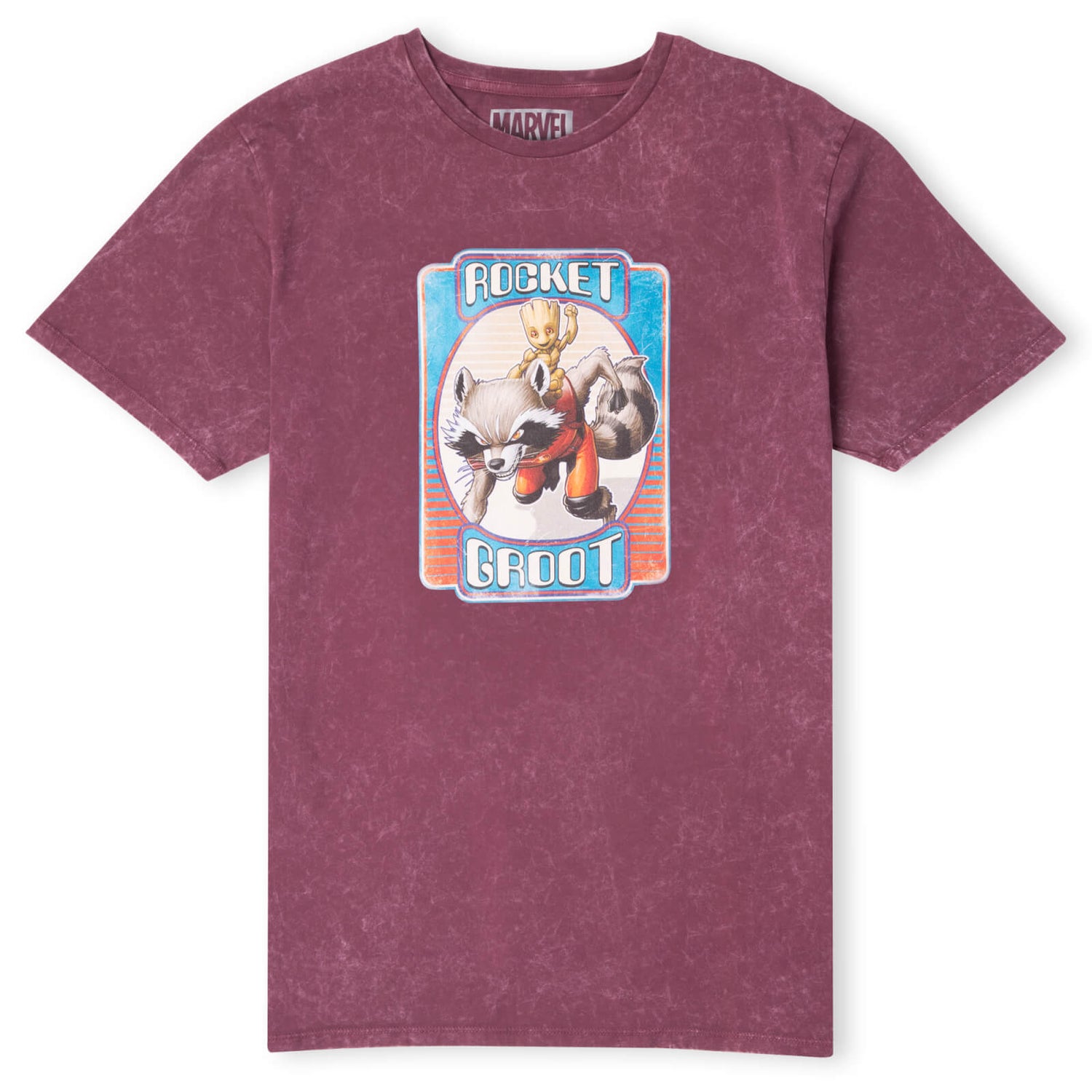 Camiseta para niños Rocket amp; Groot de Marvel - Borgoña lavado ácido