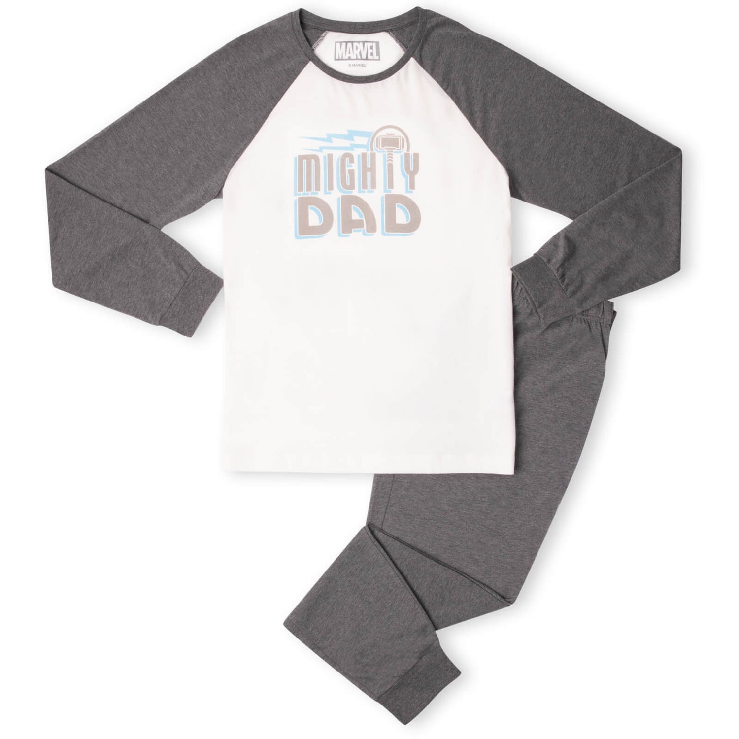 Mighty Dad Men's Pyjama Set - White/Grey