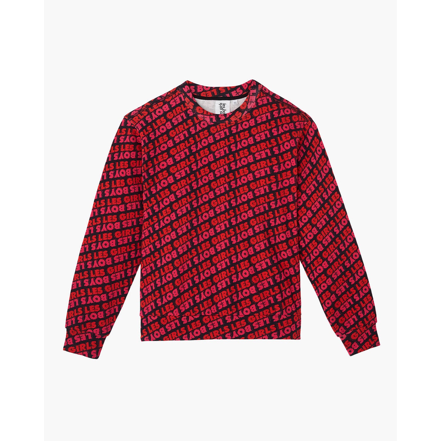 Les Girls Les Boys Women's Fuzzy Print Crew Neck Sweatshirt - Red