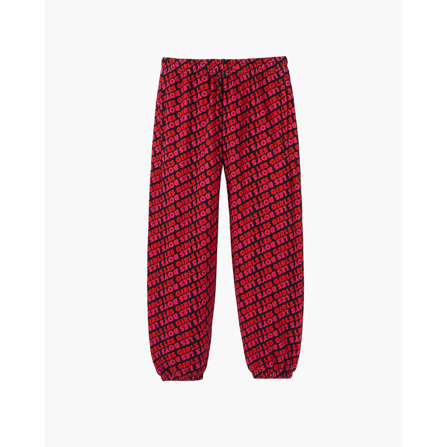 Les Girls Les Boys Women's Fuzzy Print Loose Joggers - Red - XS