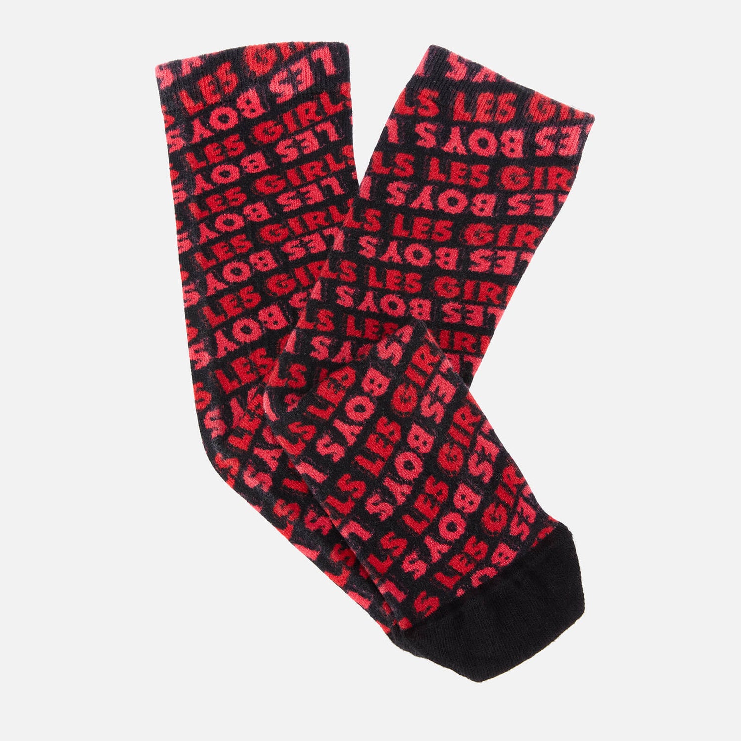 Les Girls Les Boys Women's Lglb Allover Fuzzy Print Socks - Red