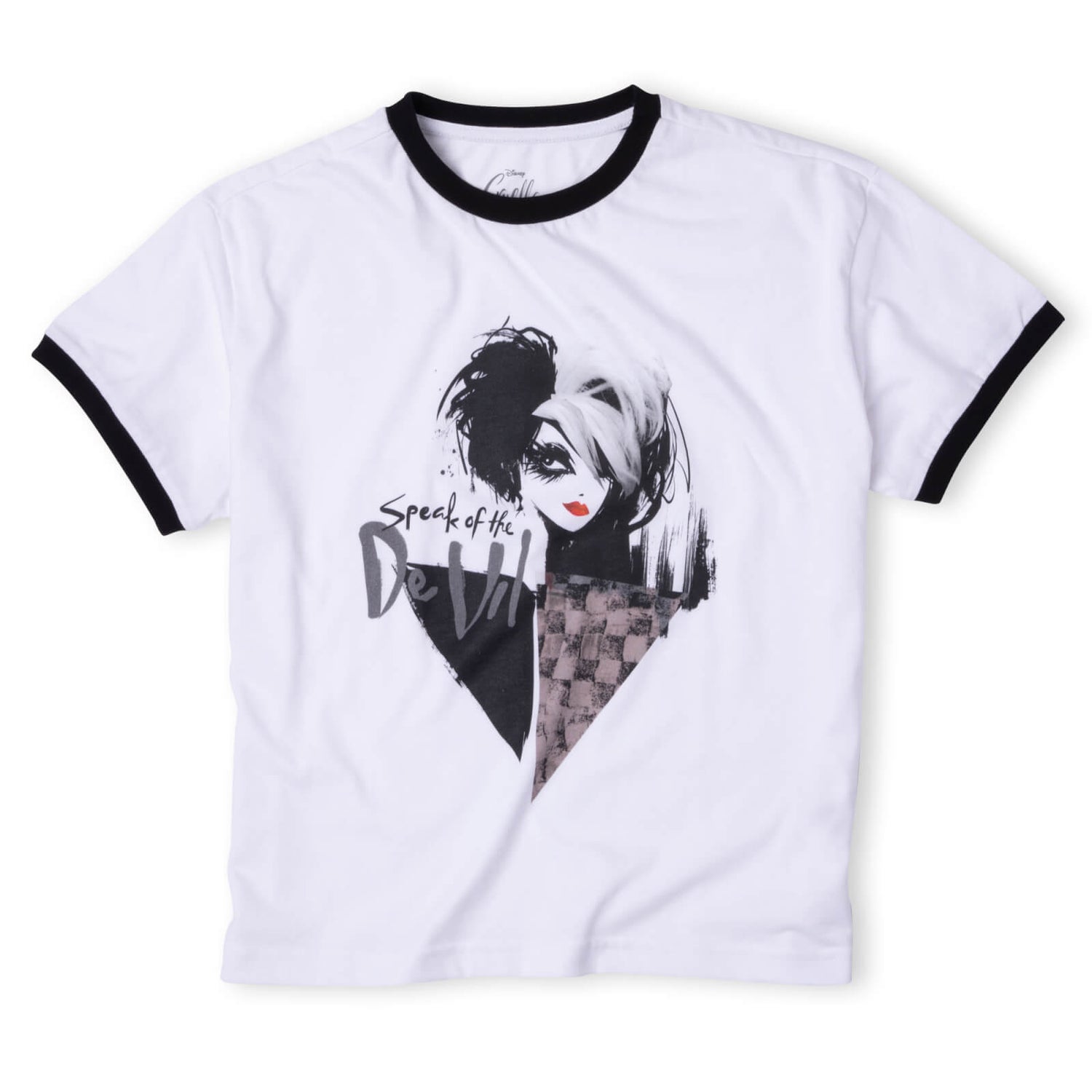 T-Shirt Cropped Ringer Femme - Noir/Blanc
