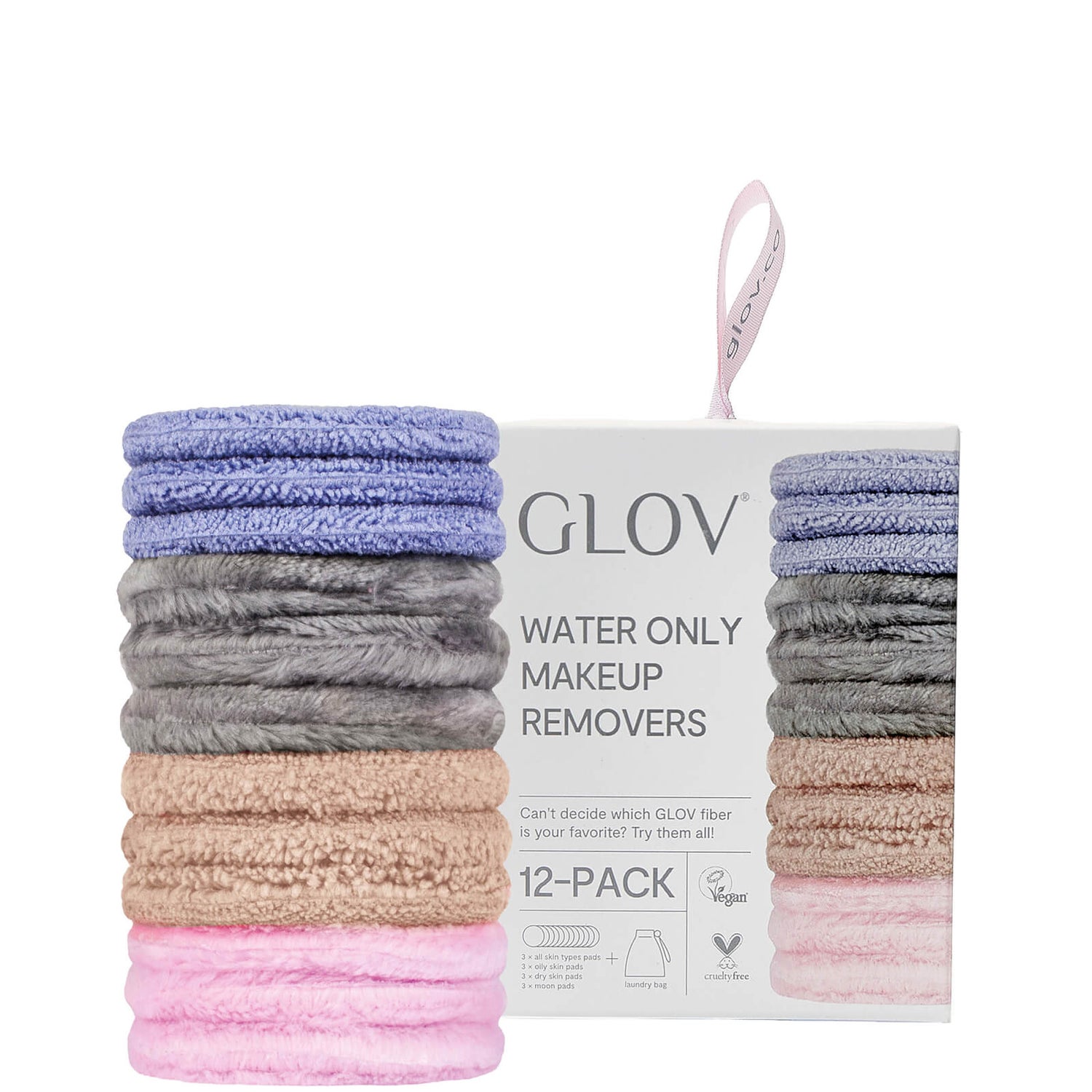 GLOV® Starter Reusable Cosmetic Pads Set with 4 Iconic GLOV® Fibers - Multi (Pack of 12)