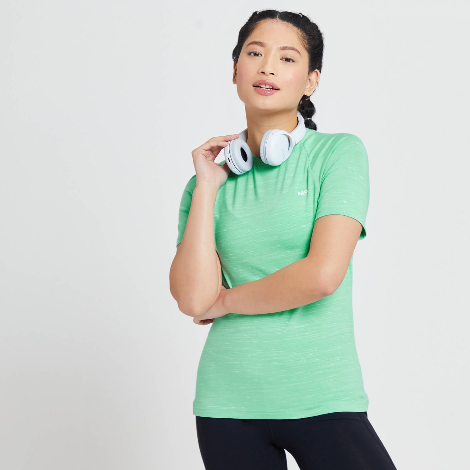 T-shirt d’entraînement MP Performance pour femmes – Vert glacé chiné tacheté de blanc - XXS