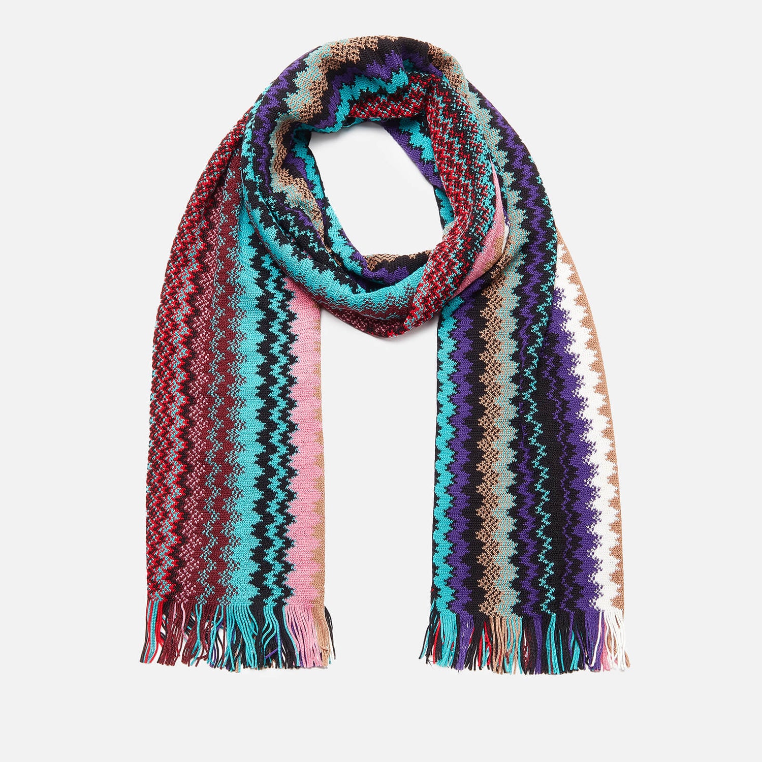 Missoni Women's Wool Mix Patterned Scarf - Blue