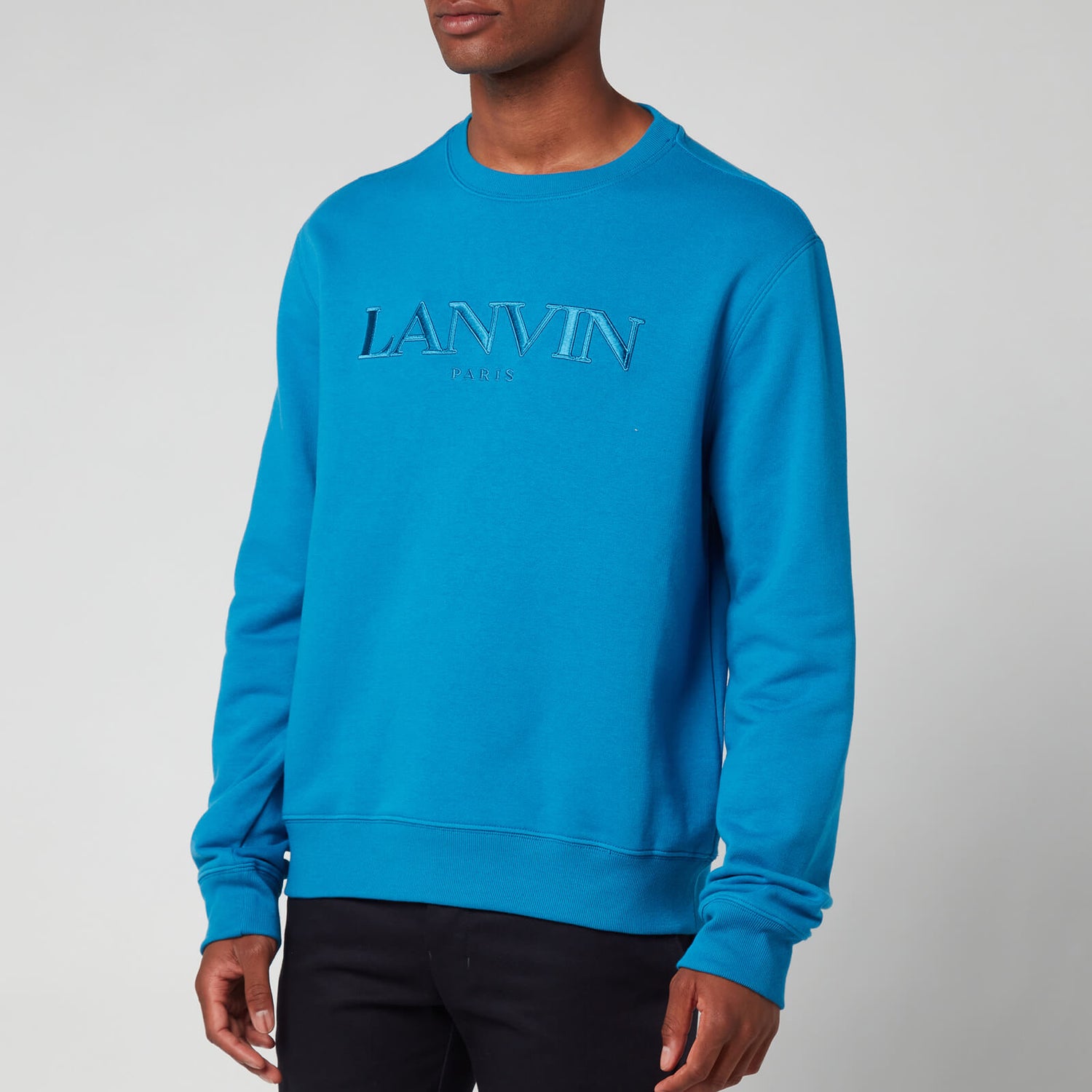 Lanvin Men's Paris Embroidered Sweatshirt - Pristine Blue