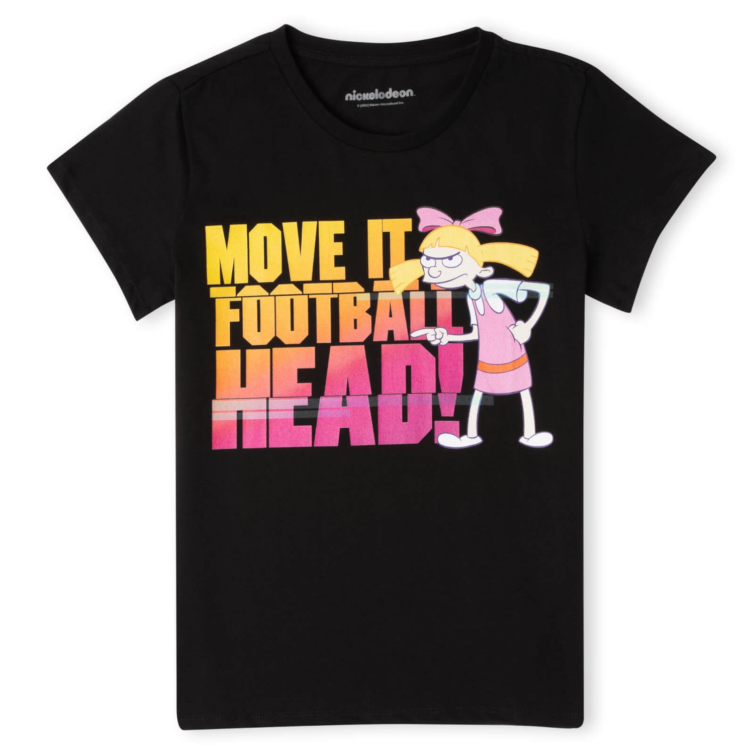 Camiseta para mujer Hey Arnold Move It Football Head de Nickelodeon - Negro