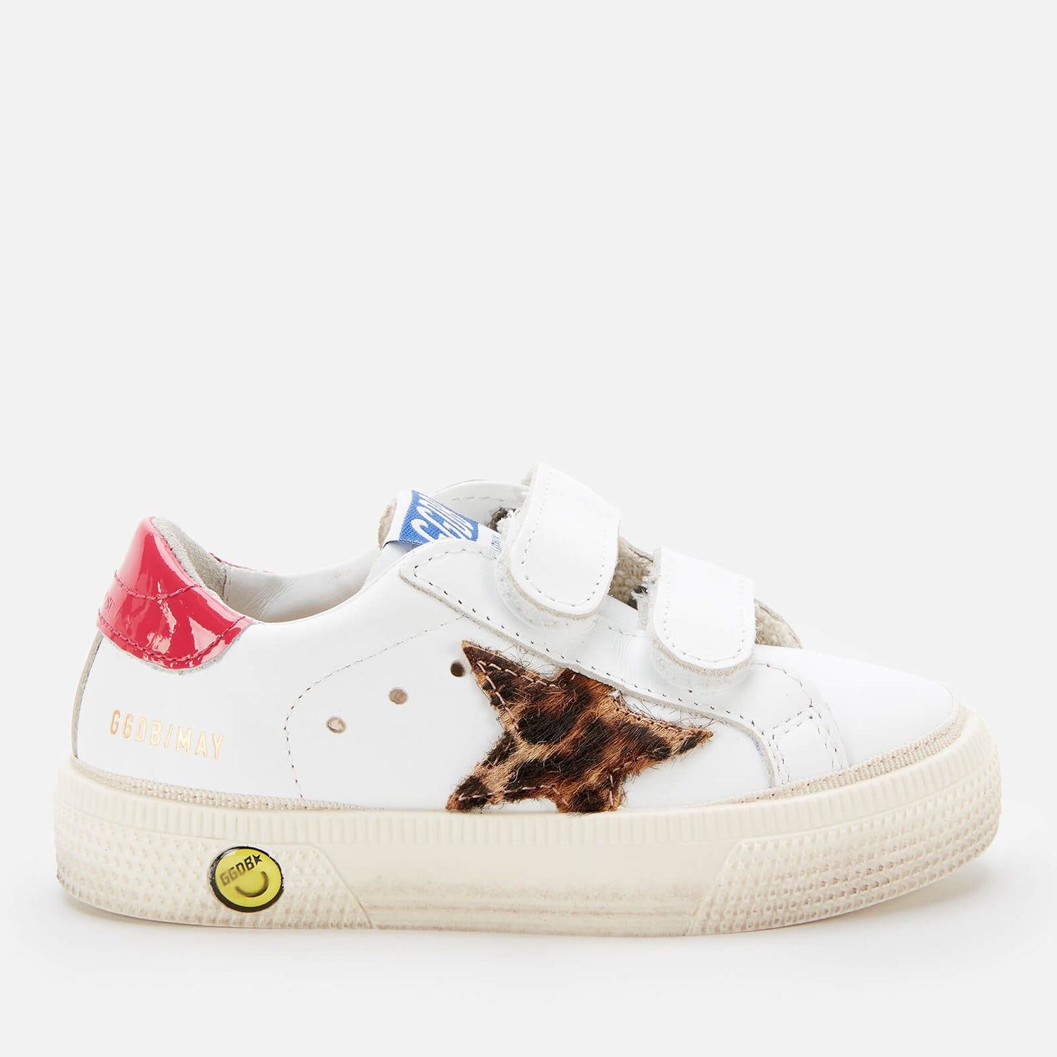 Golden Goose Toddlers' Leather Upper And Stripes Leopard Horsy Trainers - White/Beige Brown Leo/Fuxia - UK 3 Infant