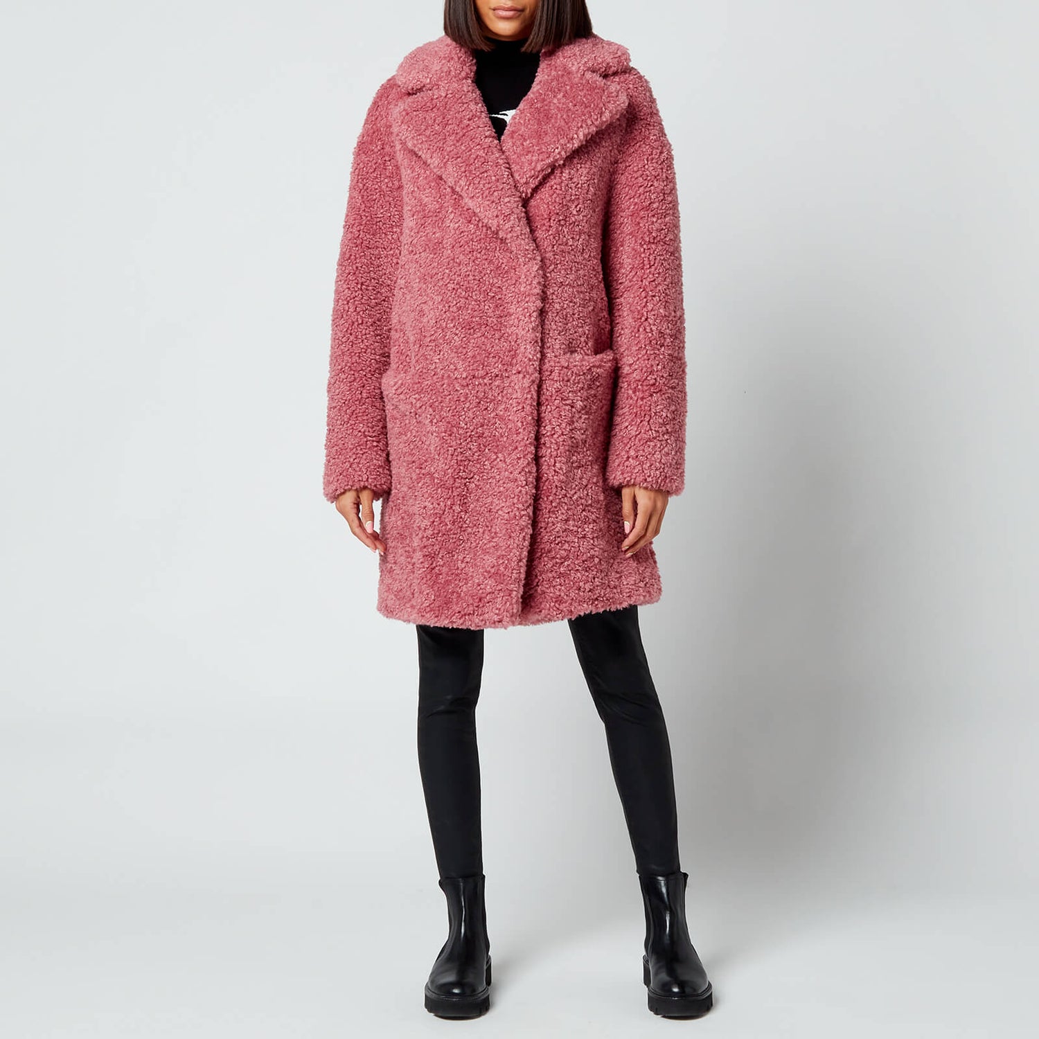 Ted Baker Women's Kayyti Faux Fur Cocoon Coat With Wide Collar - Pink