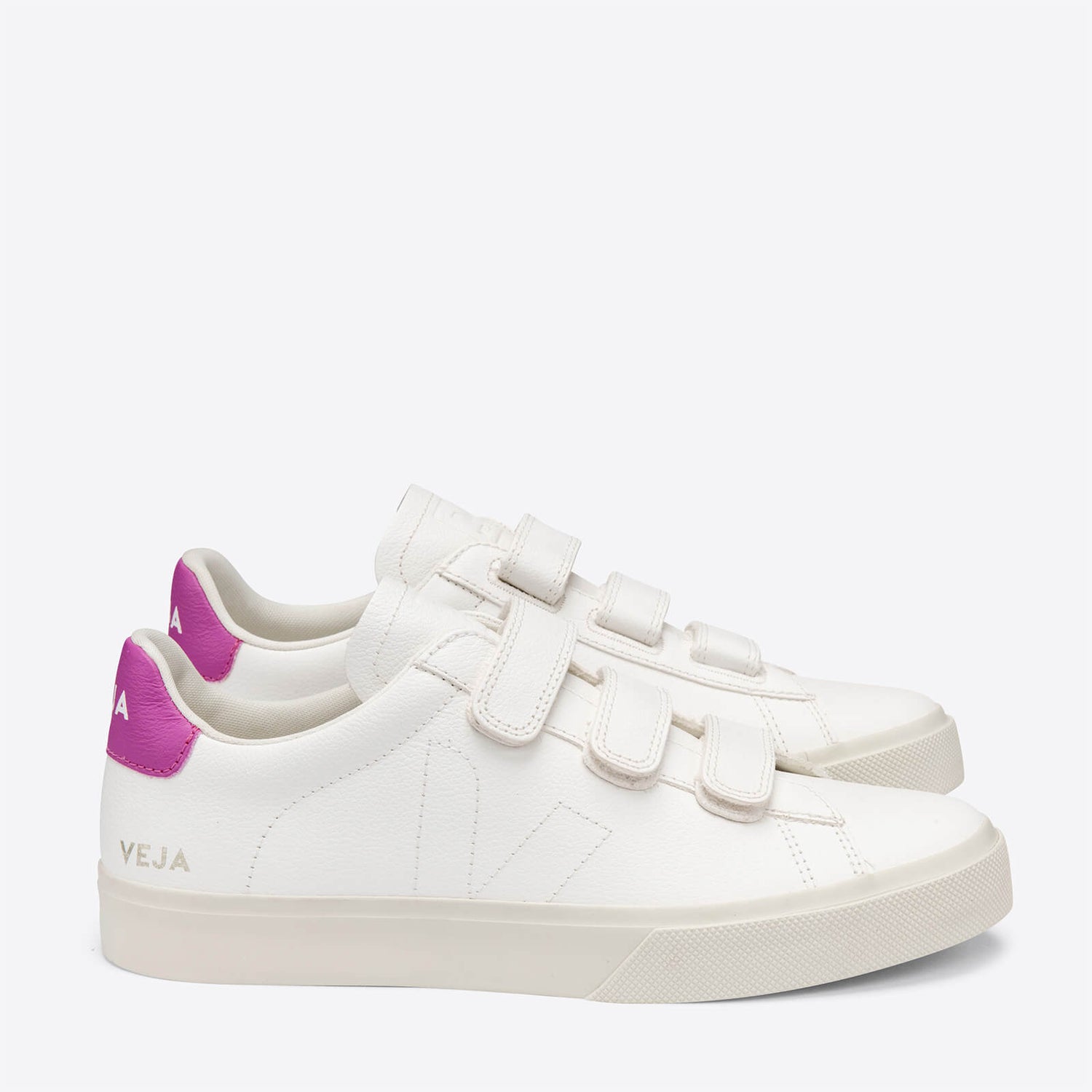 Veja Women's Recife Chrome Free Leather Velcro Trainers - Extra White/Ultraviolet - UK 2