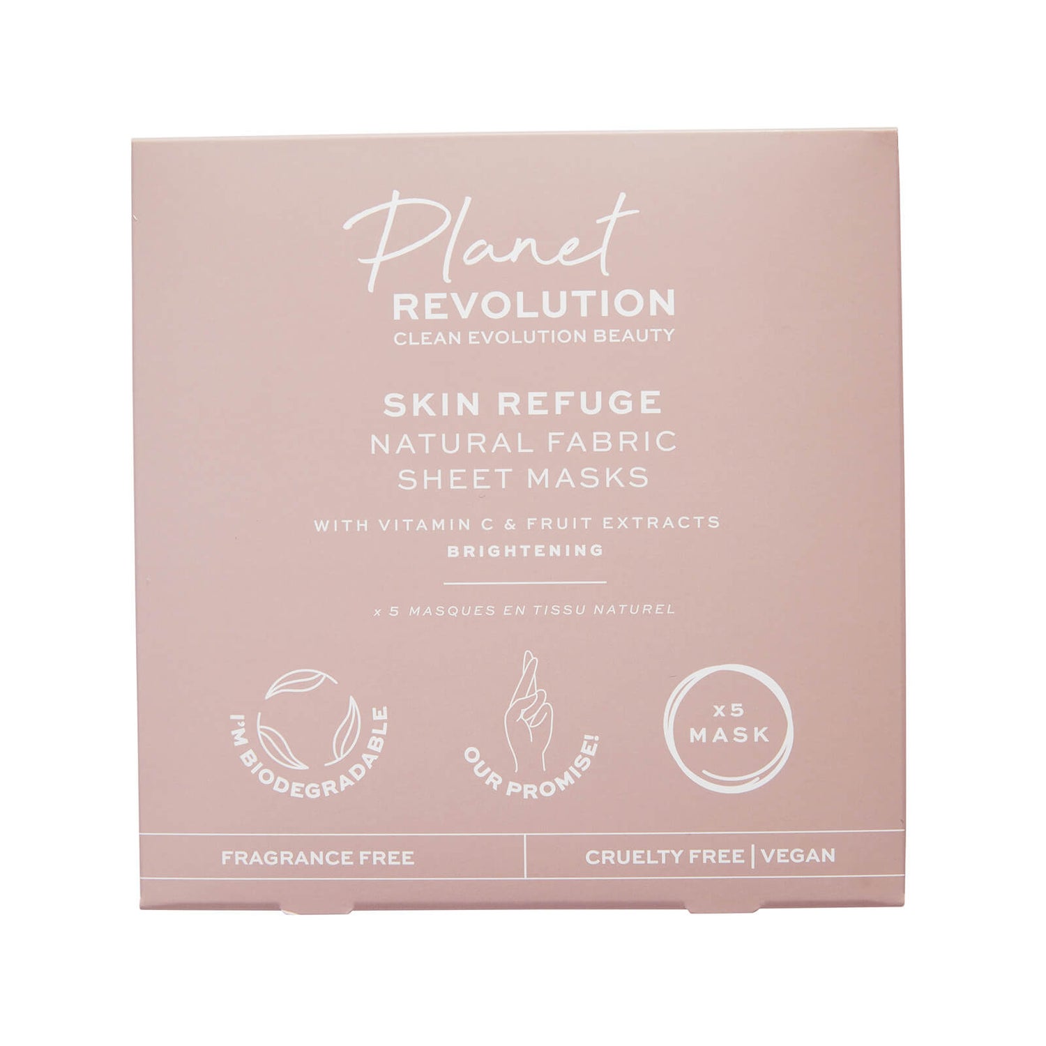 Revolution Beauty Planet Revolution Skin Refuge Brightening Biodegradable Vitamin C Fabric Sheet Masks 5 Pk