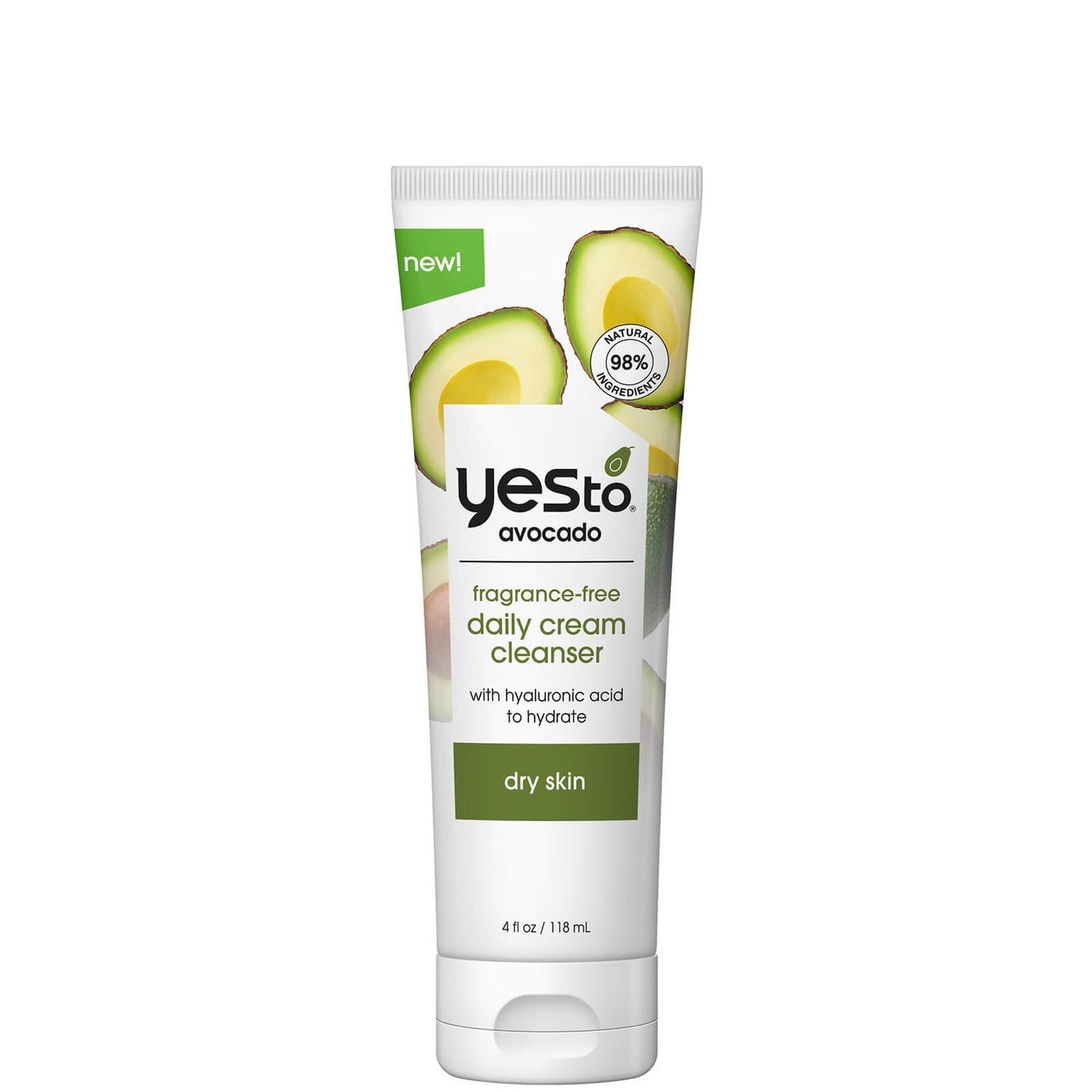 yes to Avocado Fragrance Free Daily Cream Cleanser -puhdistusaine, 118 ml