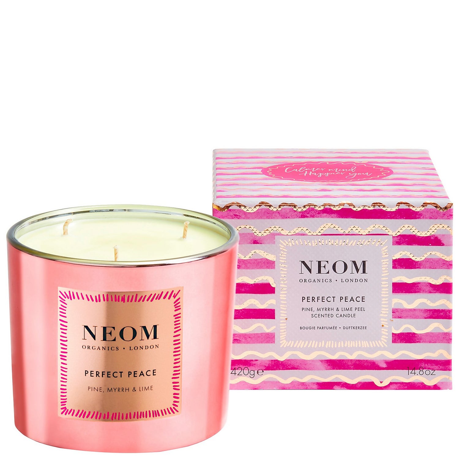 London　(3　To　Candle　allbeauty　Scent　420g　Happy　You　Make　Perfect　Neom　Wicks)　Organics　Peace