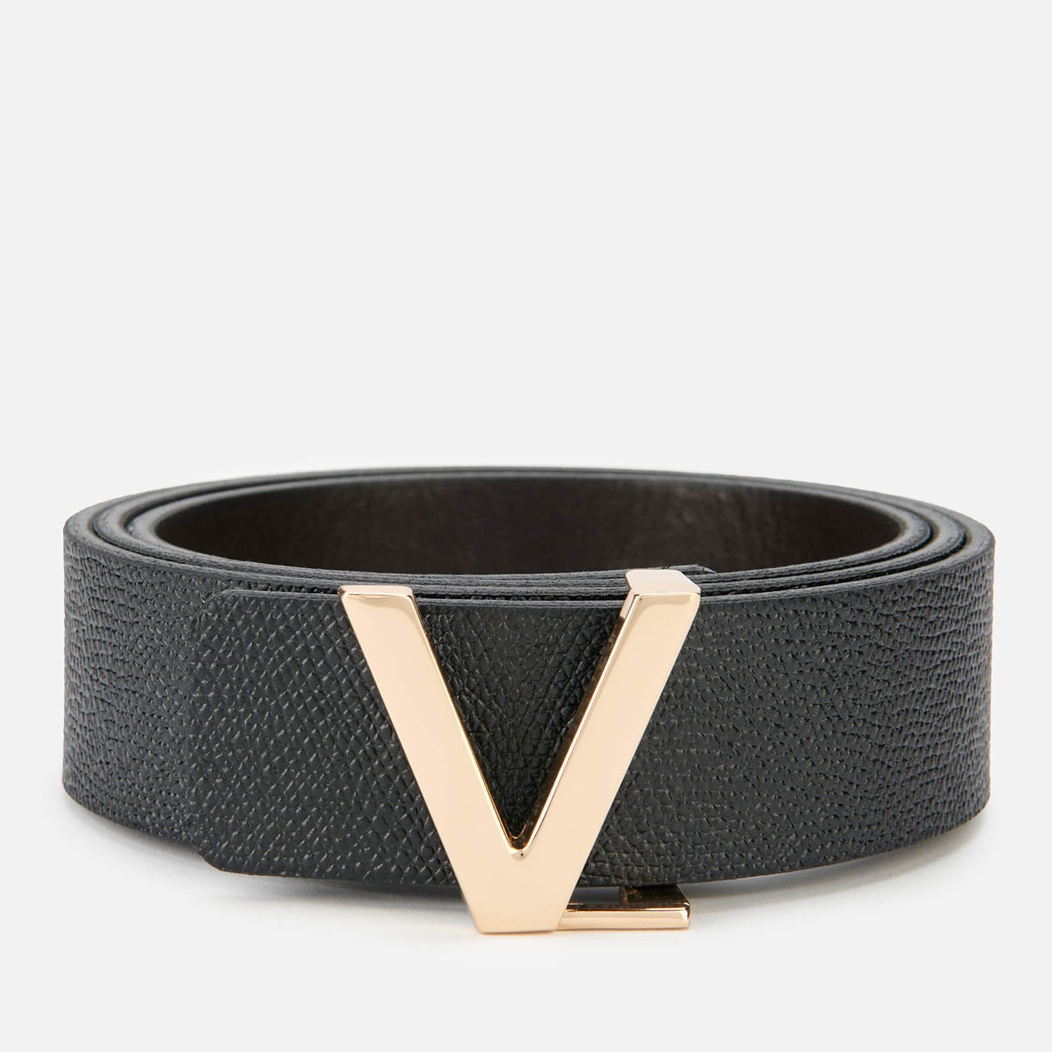 Valentino Men's Ginkgo Plaque Buckle Belt - Black