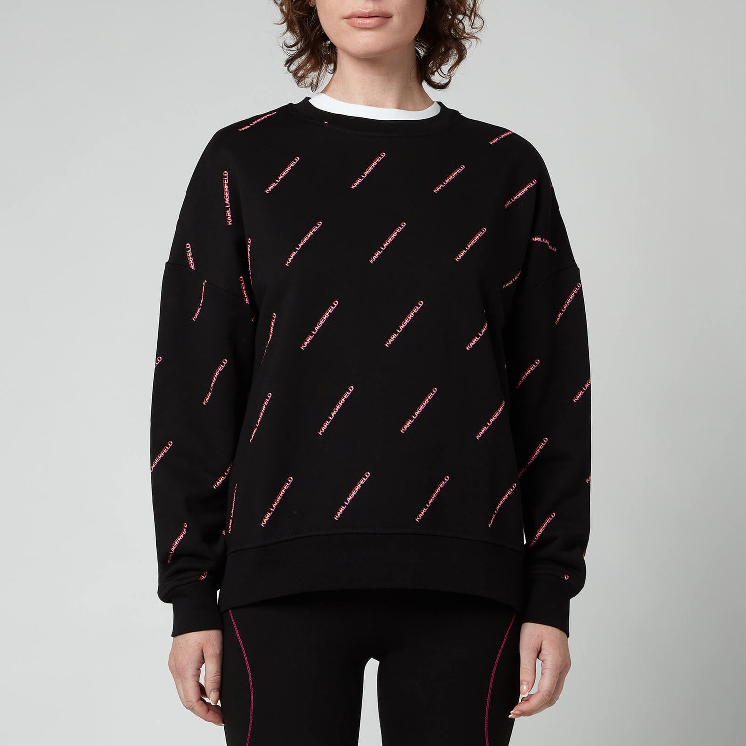 KARL LAGERFELD Women's All Over Logo Sweatshirt - Black