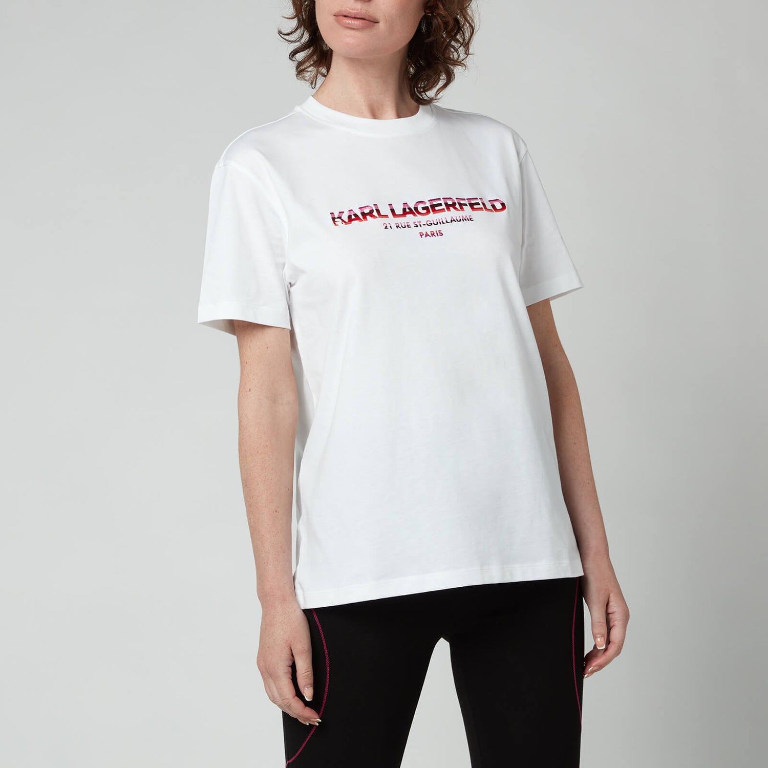 KARL LAGERFELD Women's Rsg Address Logo T-Shirt - White