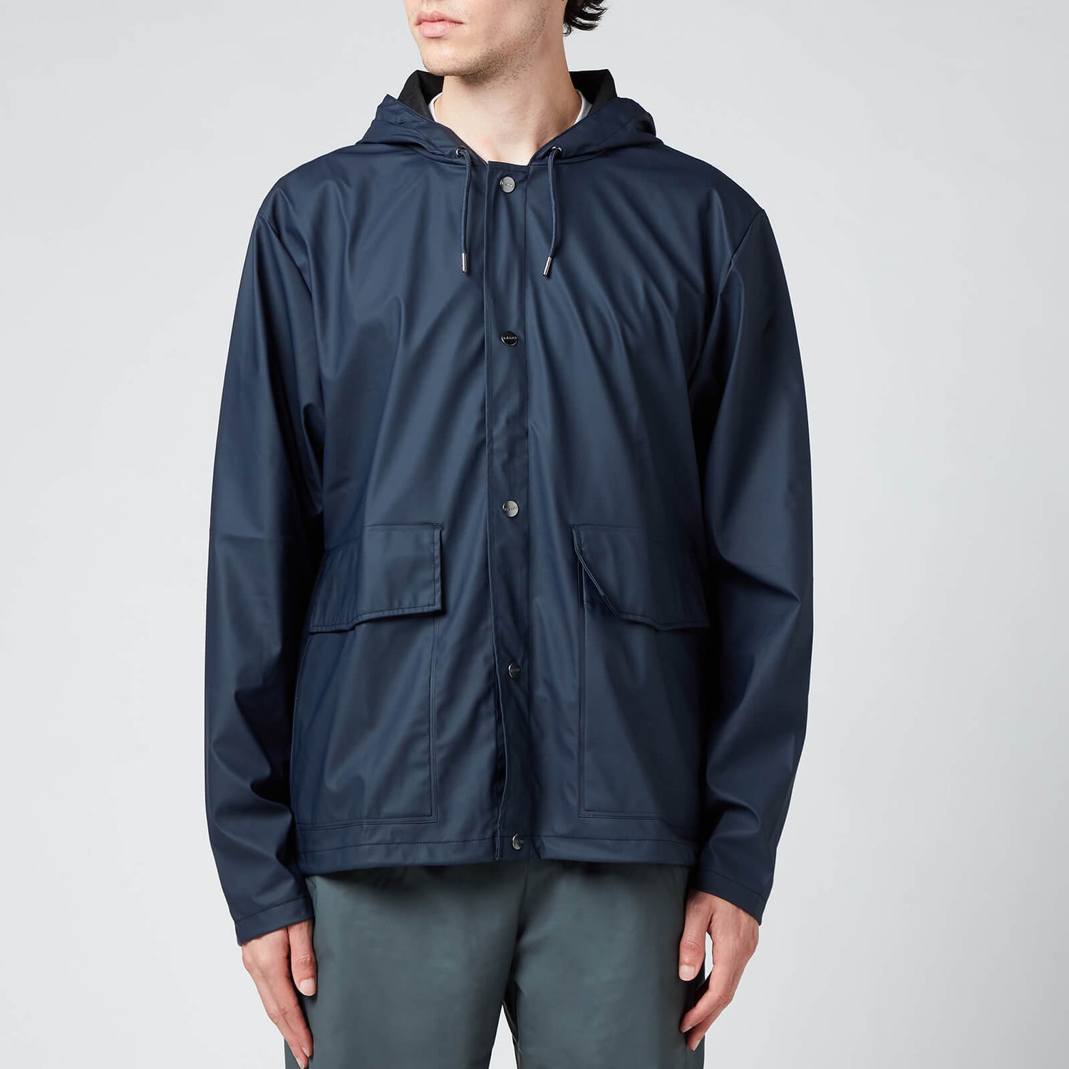 Rains Short Hooded Coat - Blue - XS/S