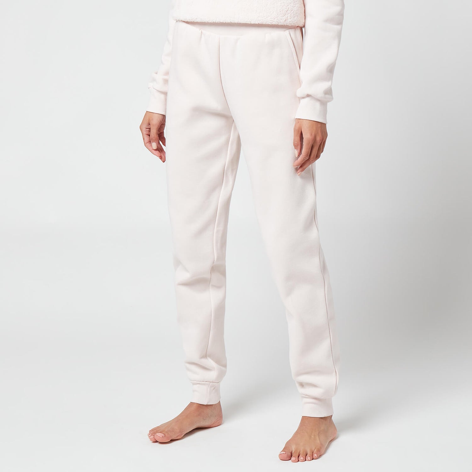 Emporio Armani Loungewear Women's Fuzzy Fleece Pants with Cuffs - Powder Pink