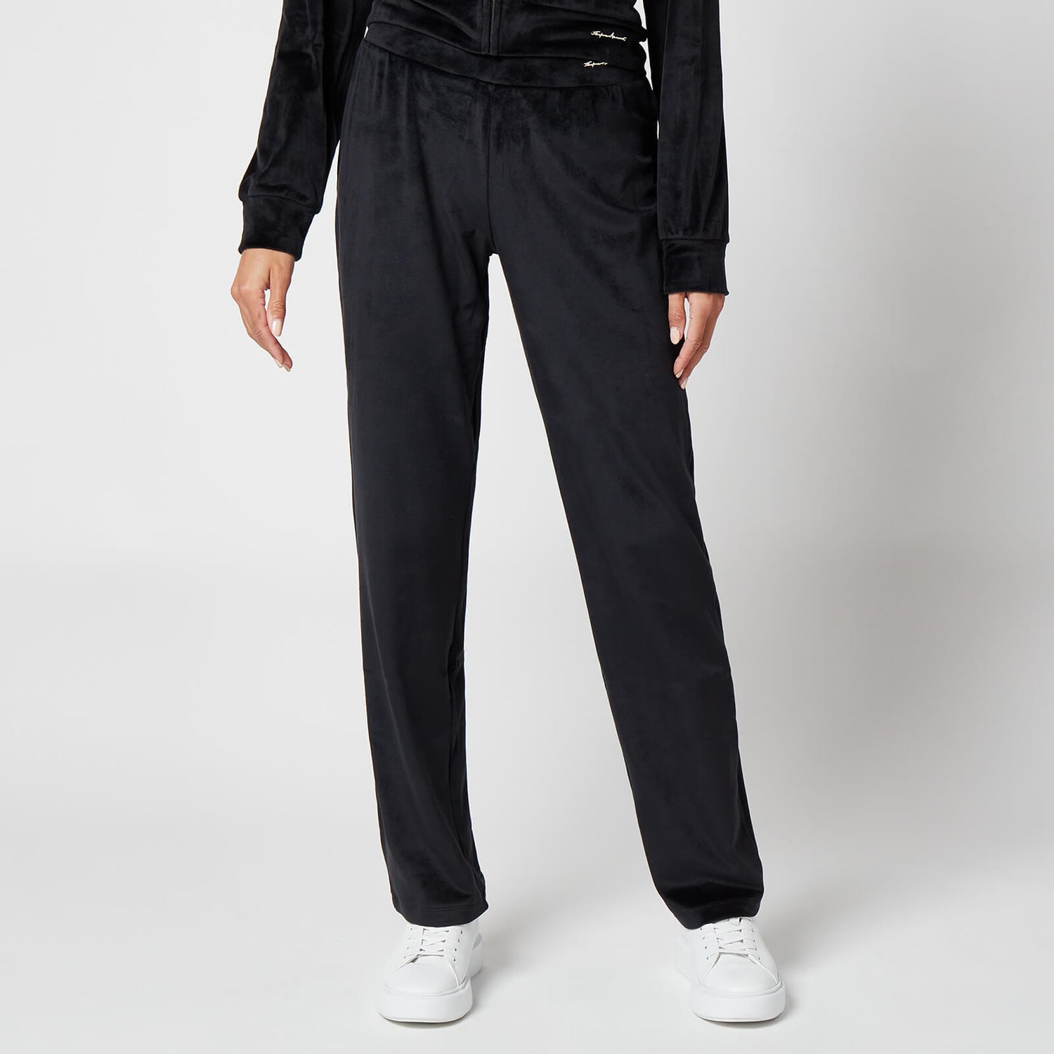 Emporio Armani Loungewear Women's Shiny Velvet Regular Fit Pants - Black - L