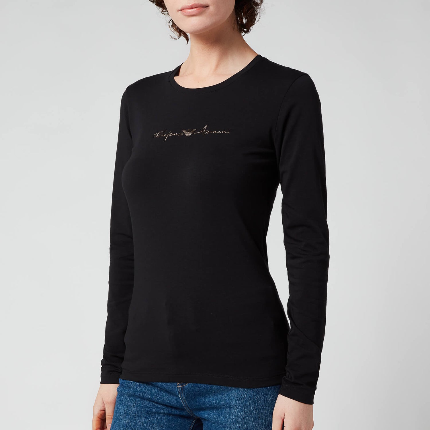 Emporio Armani Loungewear Women's Iconic Logoband Long Sleeve T-Shirt - Black