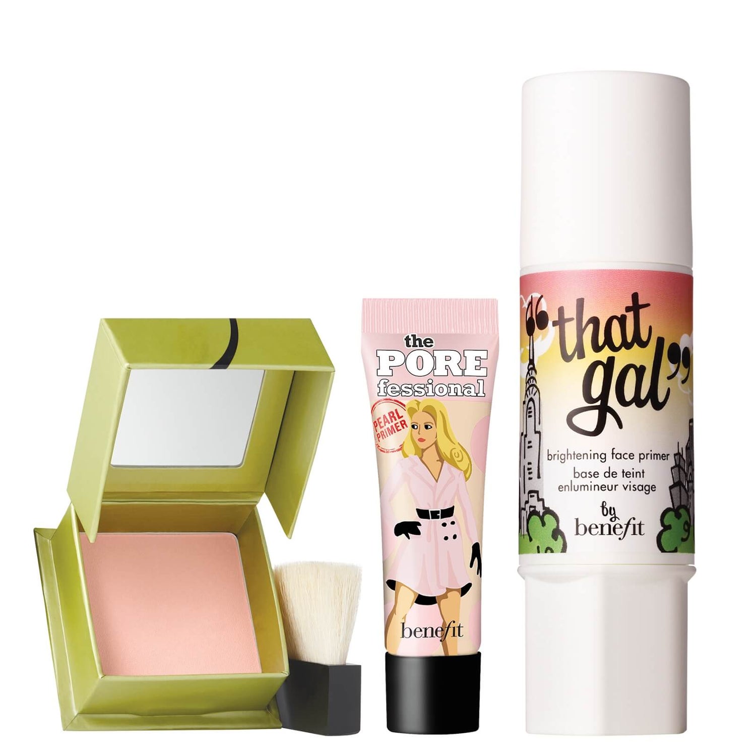 benefit Pinks Charming Brightening Blusher and Face Primer Trio Set (Worth £44.52)