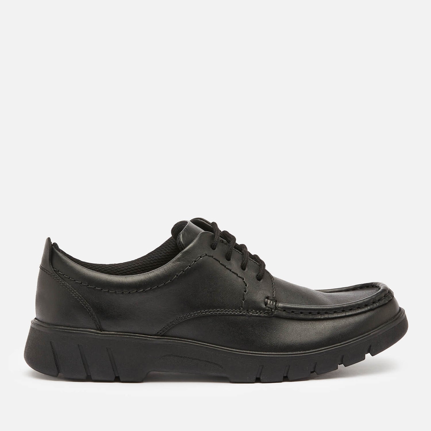 Clarks Branch Lace Youth School Shoes - Black Leather