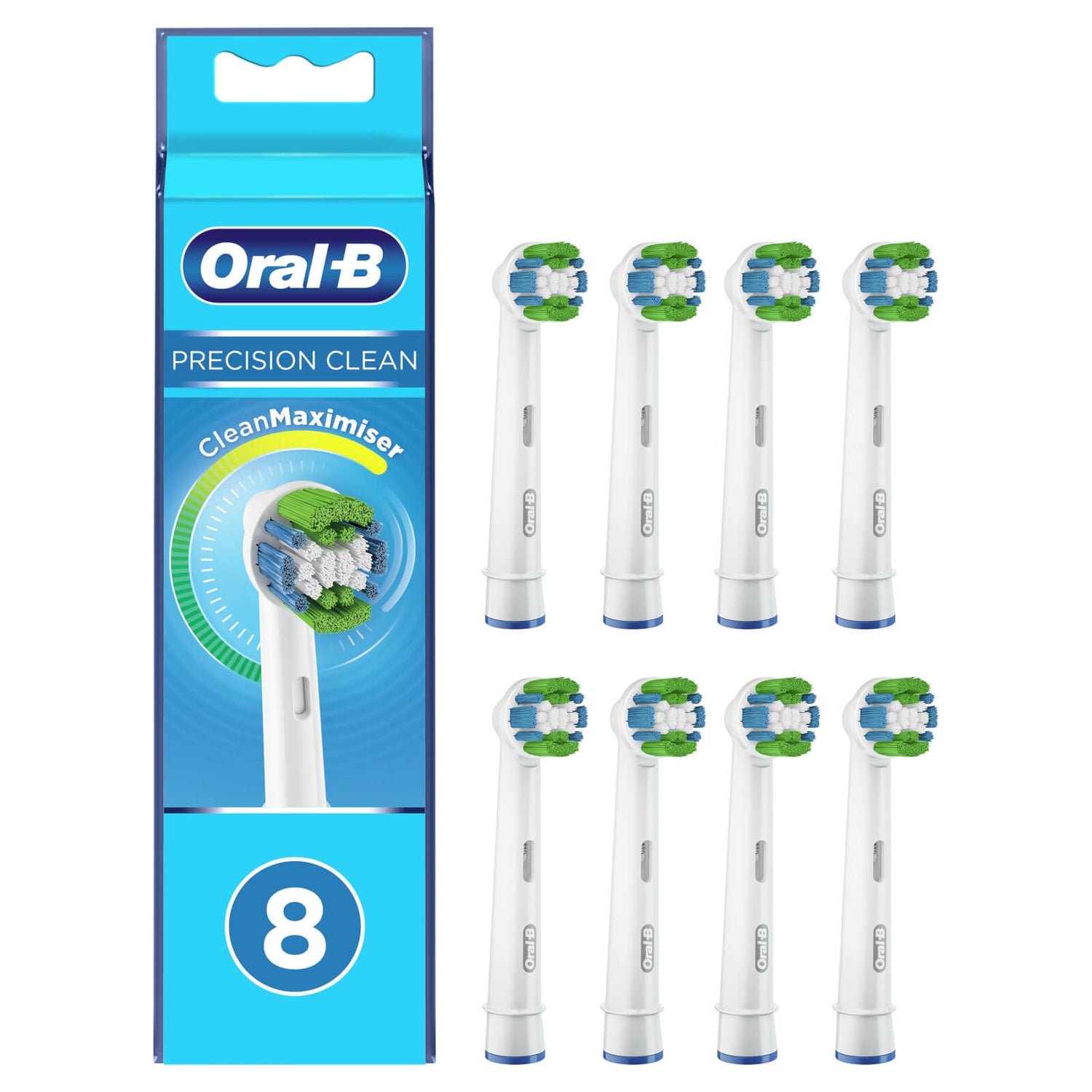 Oral B Precision Clean Toothbrush Head with CleanMaximiser Technology, Pack of 8 Counts