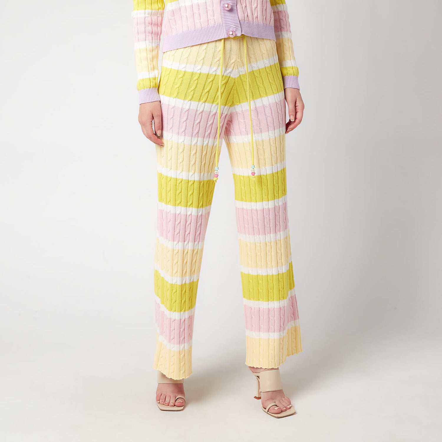 Olivia Rubin Women's Isobel Cable Knit Wide Leg Trousers - Angel Cake Stripe - S