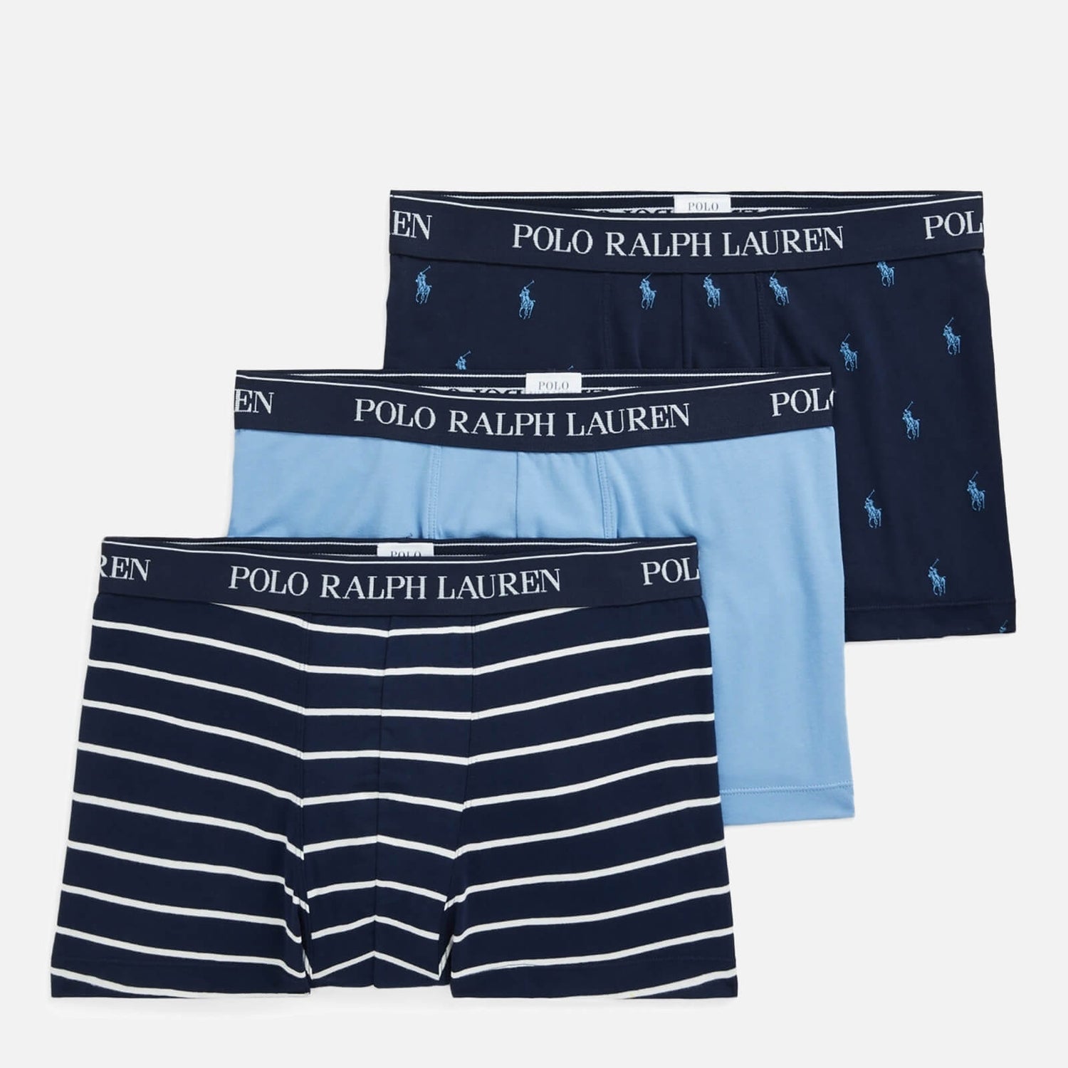 Polo Ralph Lauren Men's 3-Pack Classic Trunk Boxer Shorts - Navy AOP/Sky/Navy Stripe