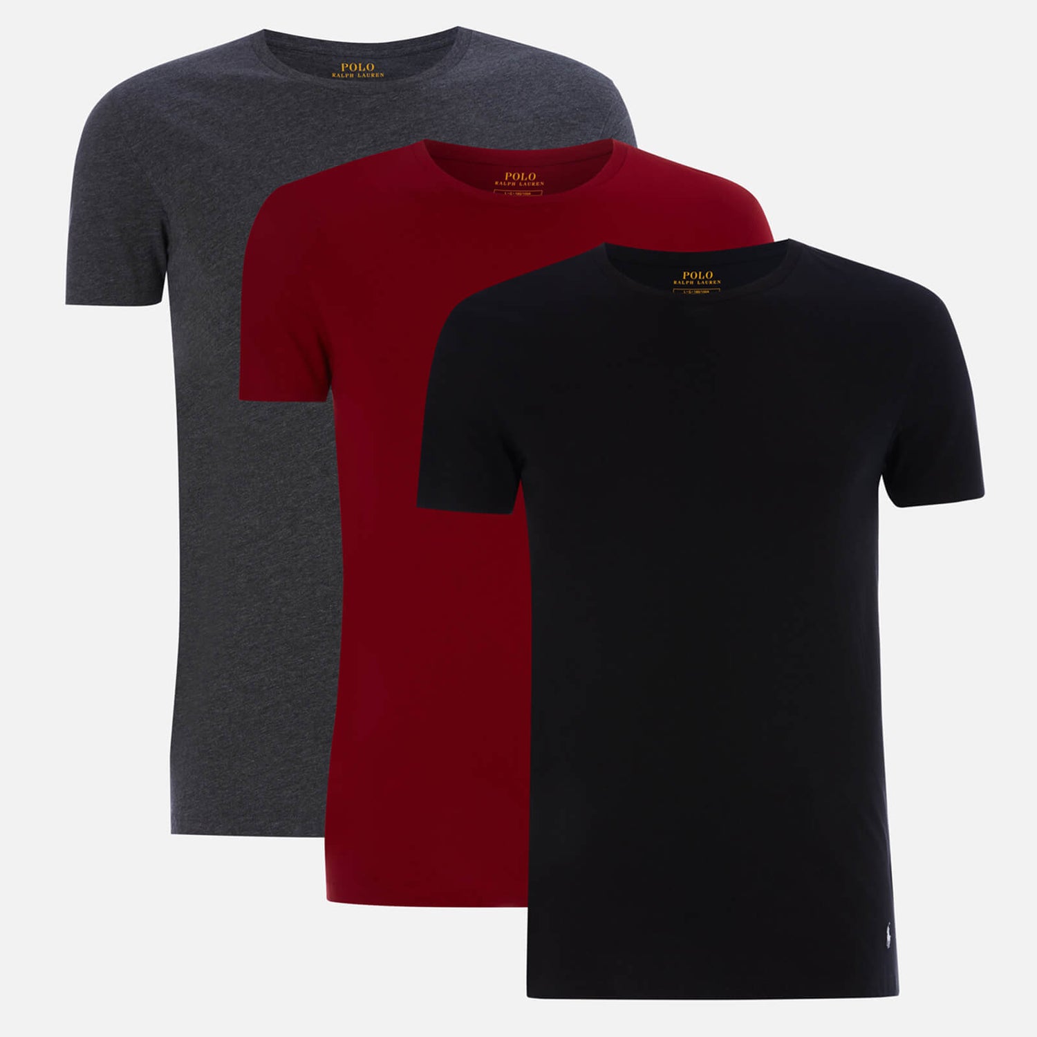 Polo Ralph Lauren Men's 3-Pack Crewneck T-Shirts - Black/Charcoal/Red