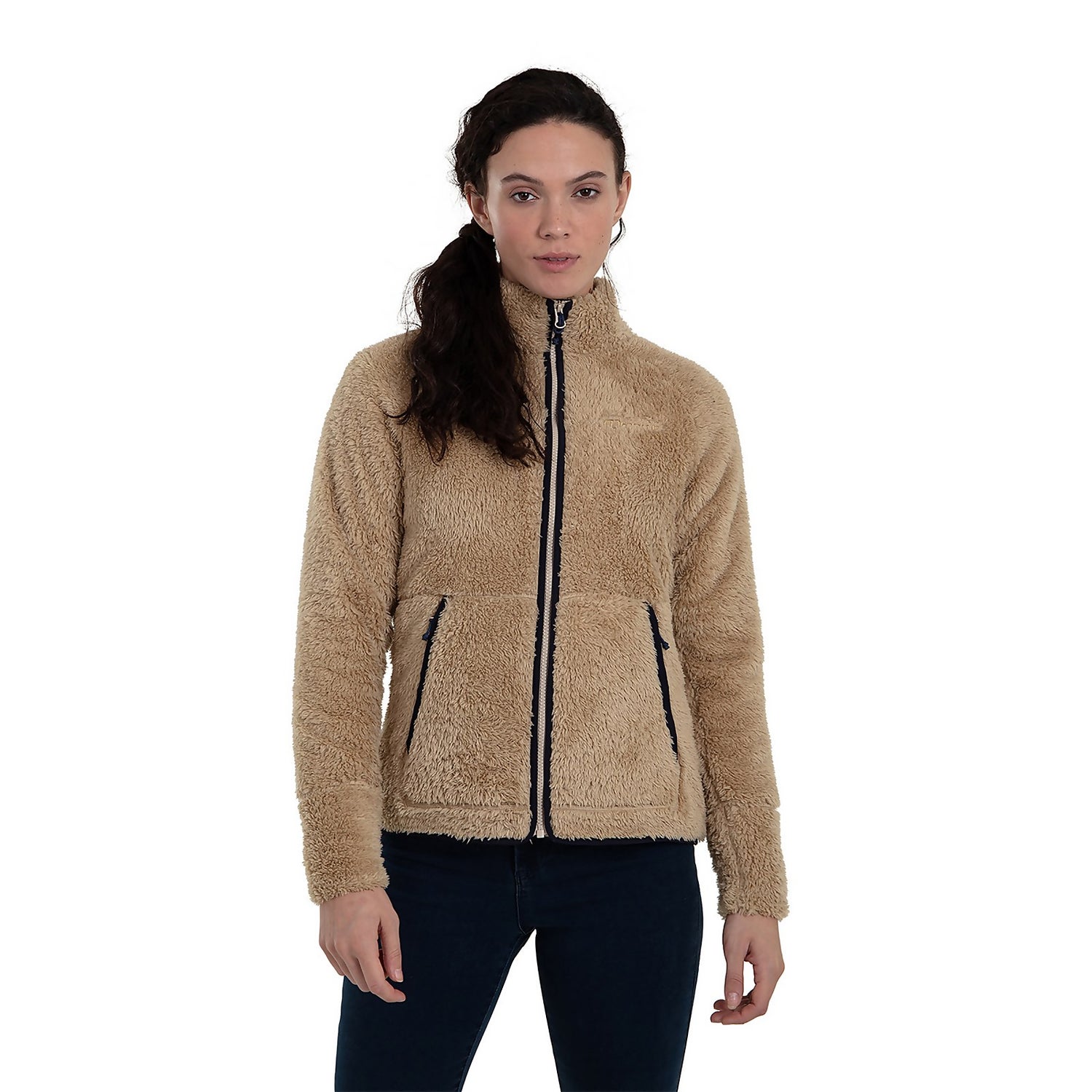 Beige fleece jacket women's clearance