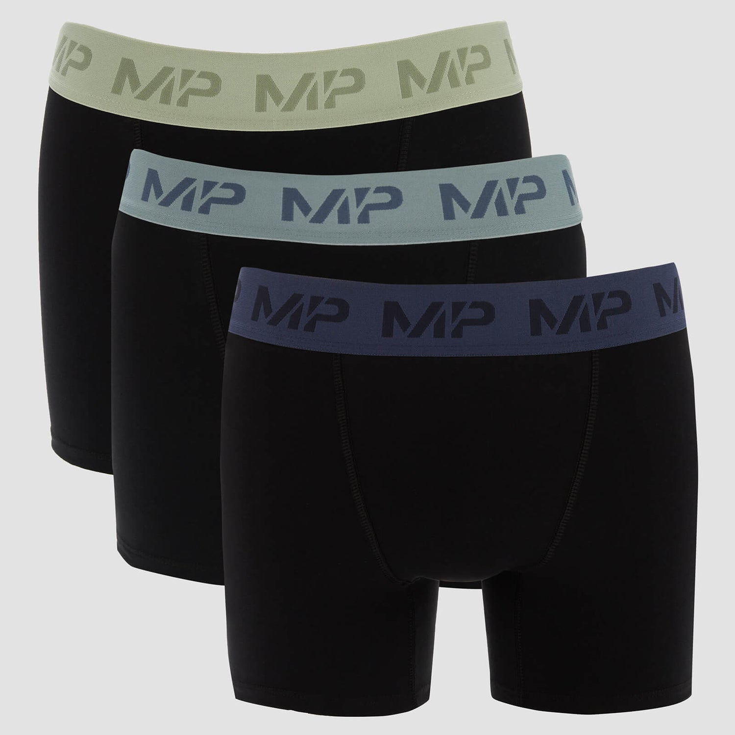Bóxeres con cintura de color para hombre de MP (paquete de 3) - Negro/Verde escarcha/Azul acero/Azul hielo - XXS